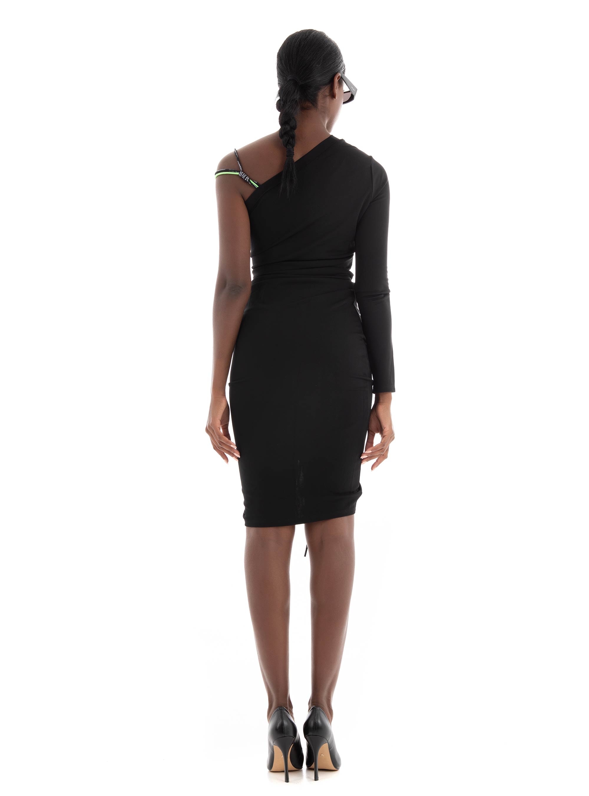 Karl Lagerfeld One Shoulder Cord Detail Dress - Black