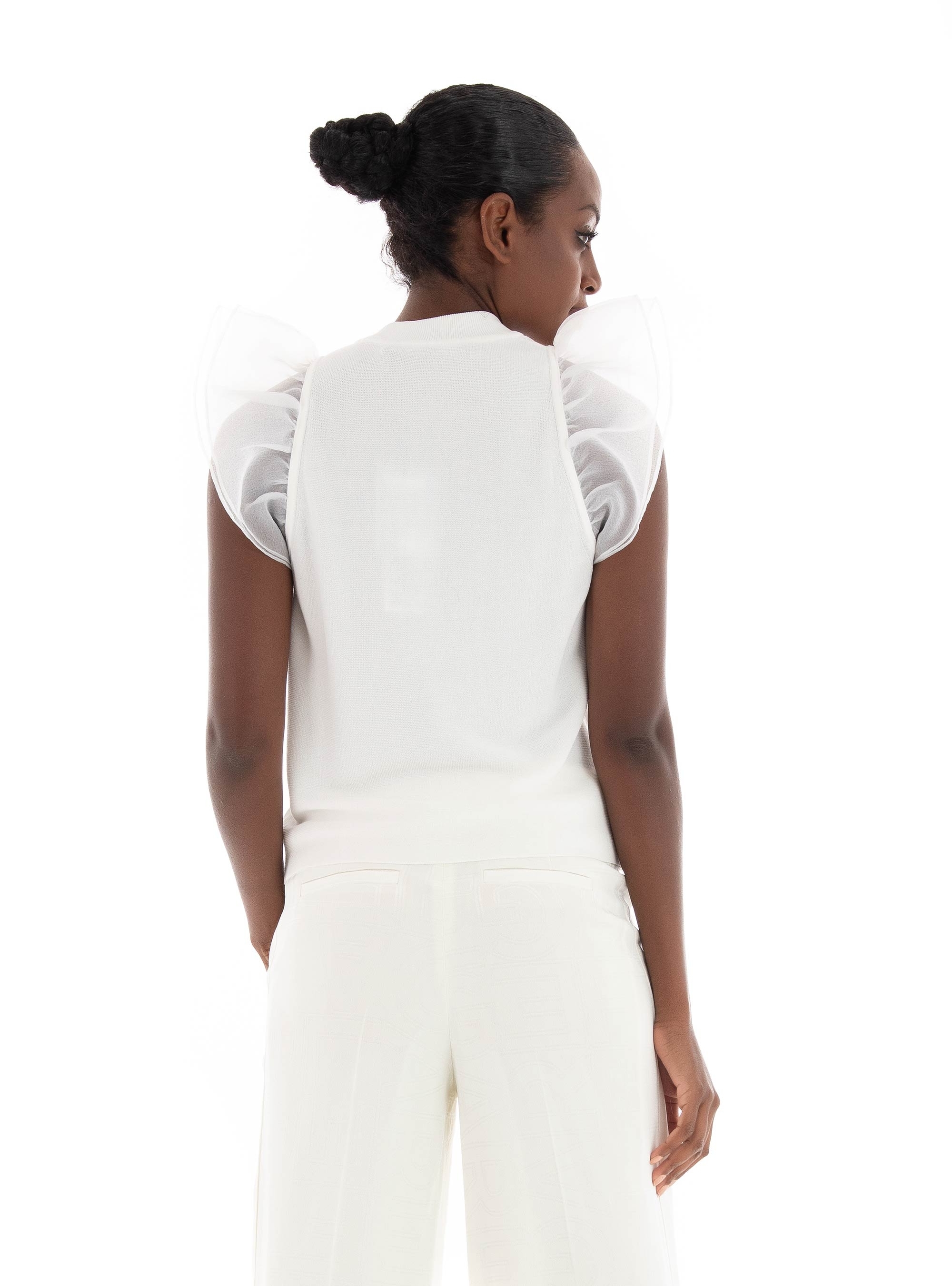 Karl Lagerfeld Puff Sleeve Top - White