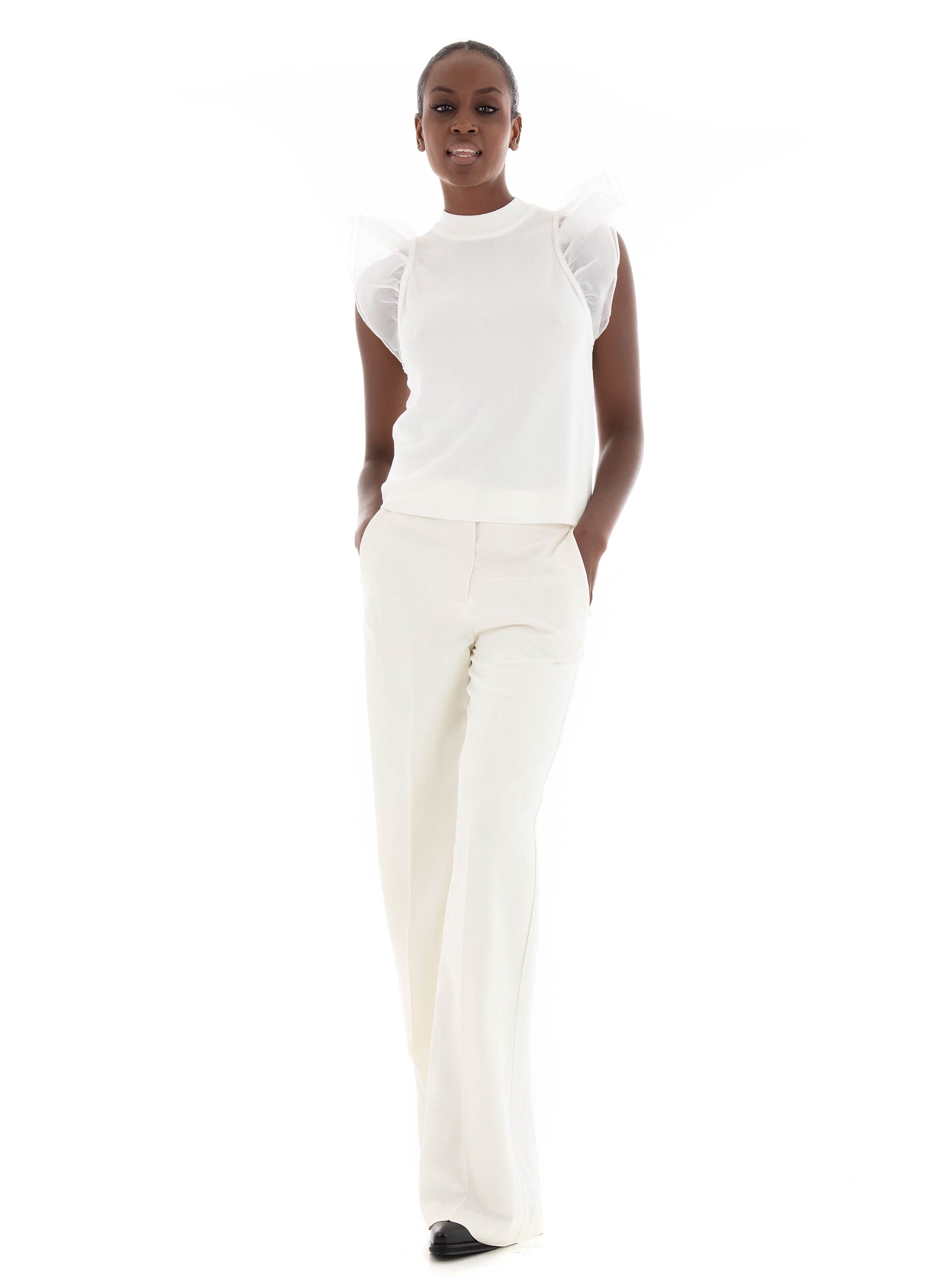 Karl Lagerfeld Puff Sleeve Top - White