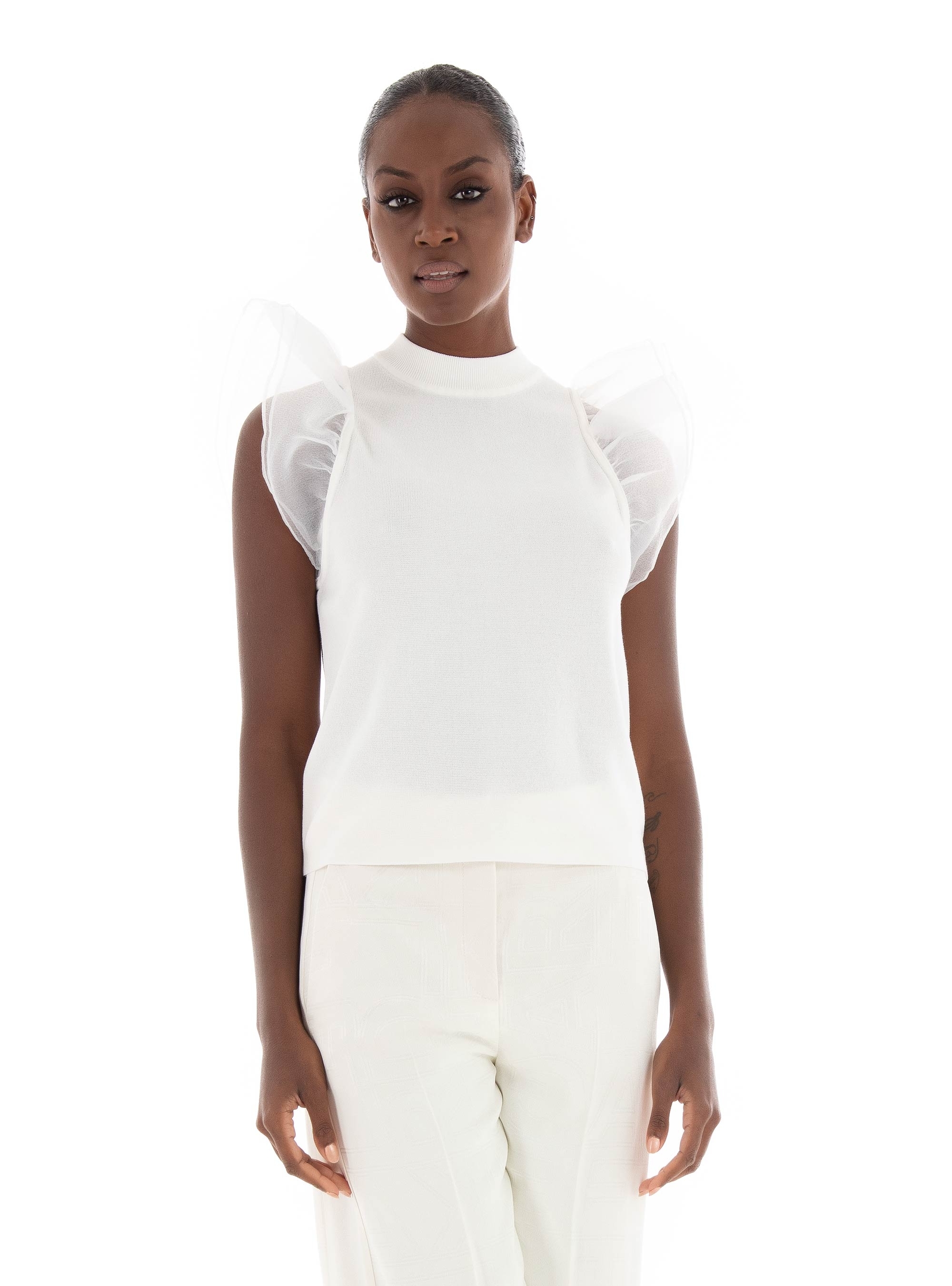 Karl Lagerfeld Puff Sleeve Top - White