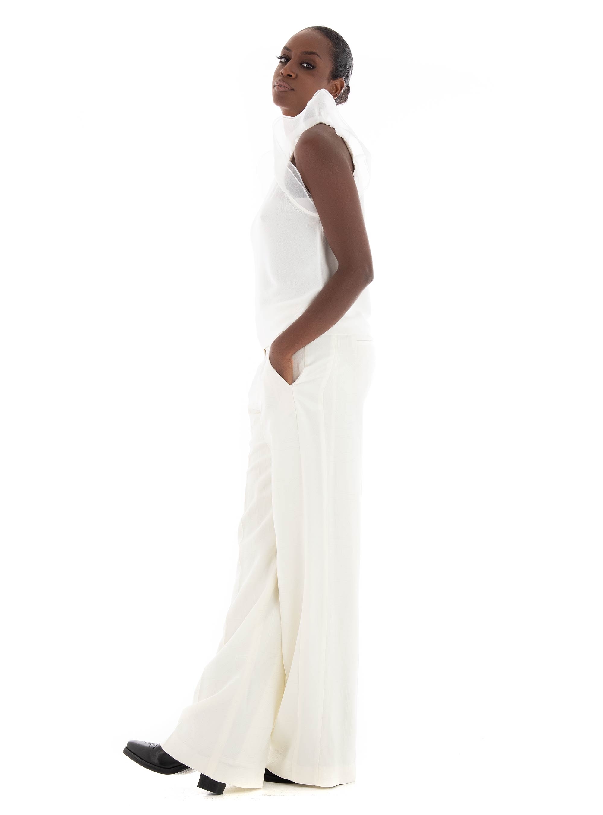 Karl Lagerfeld Puff Sleeve Top - White