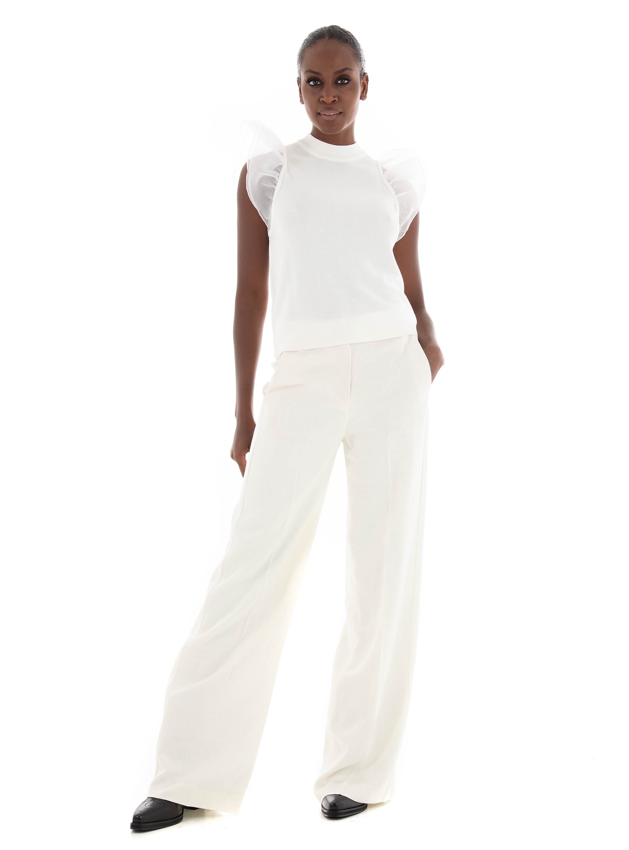 Karl Lagerfeld Puff Sleeve Top - White