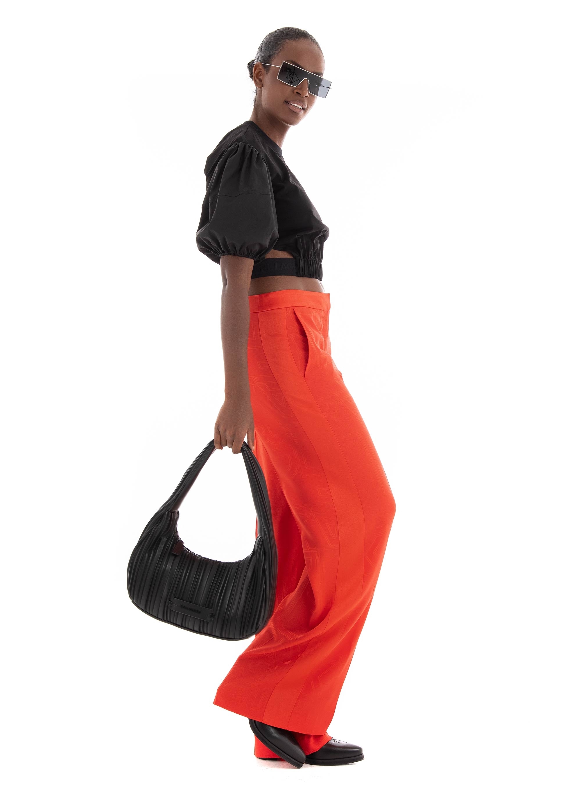 Karl Lagerfeld Cut-Out Puff-Sleeve T-Shirt - Black