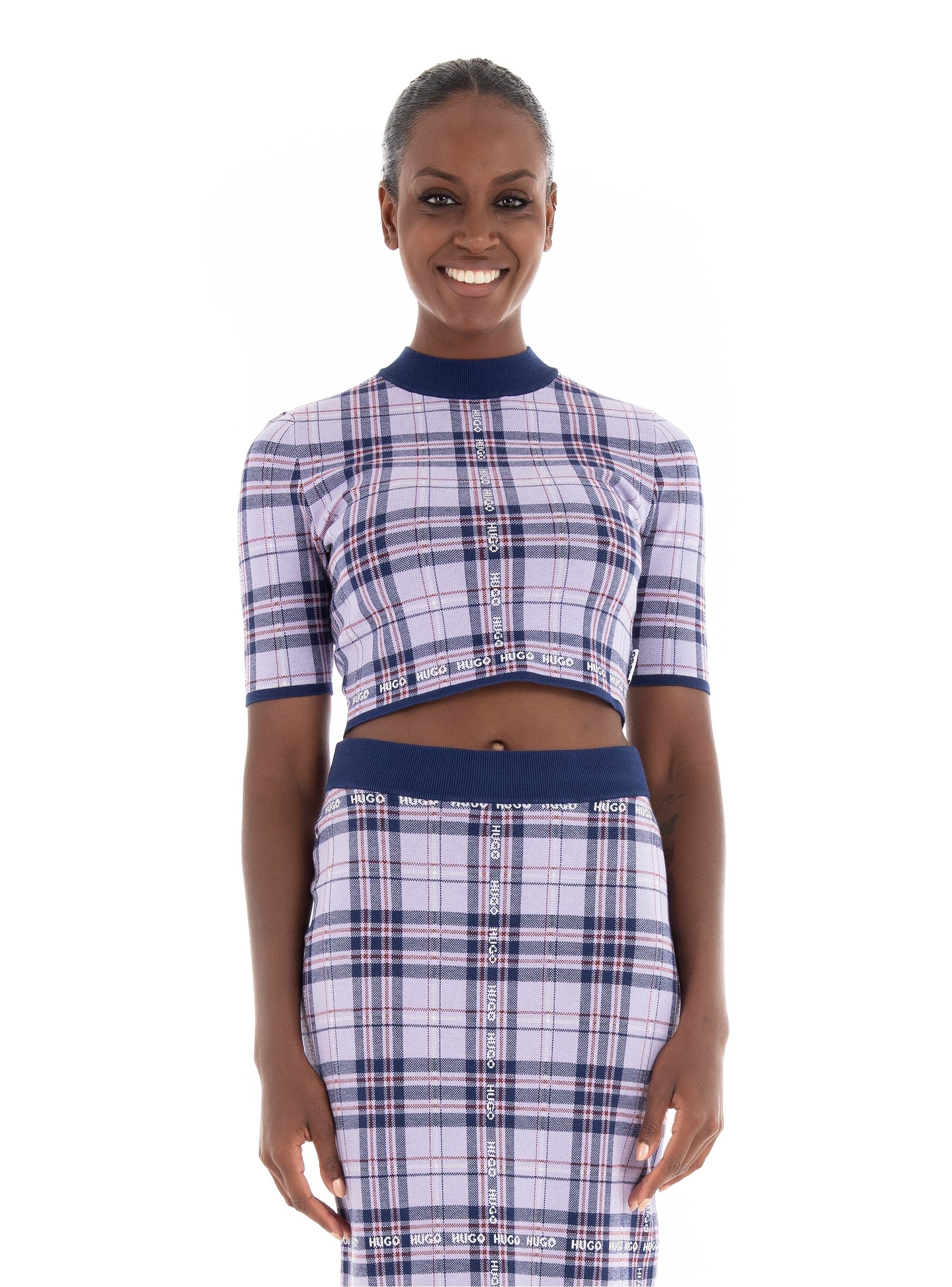 HUGO Slim Fit Cropped Top Knit Sloquita - Lilac