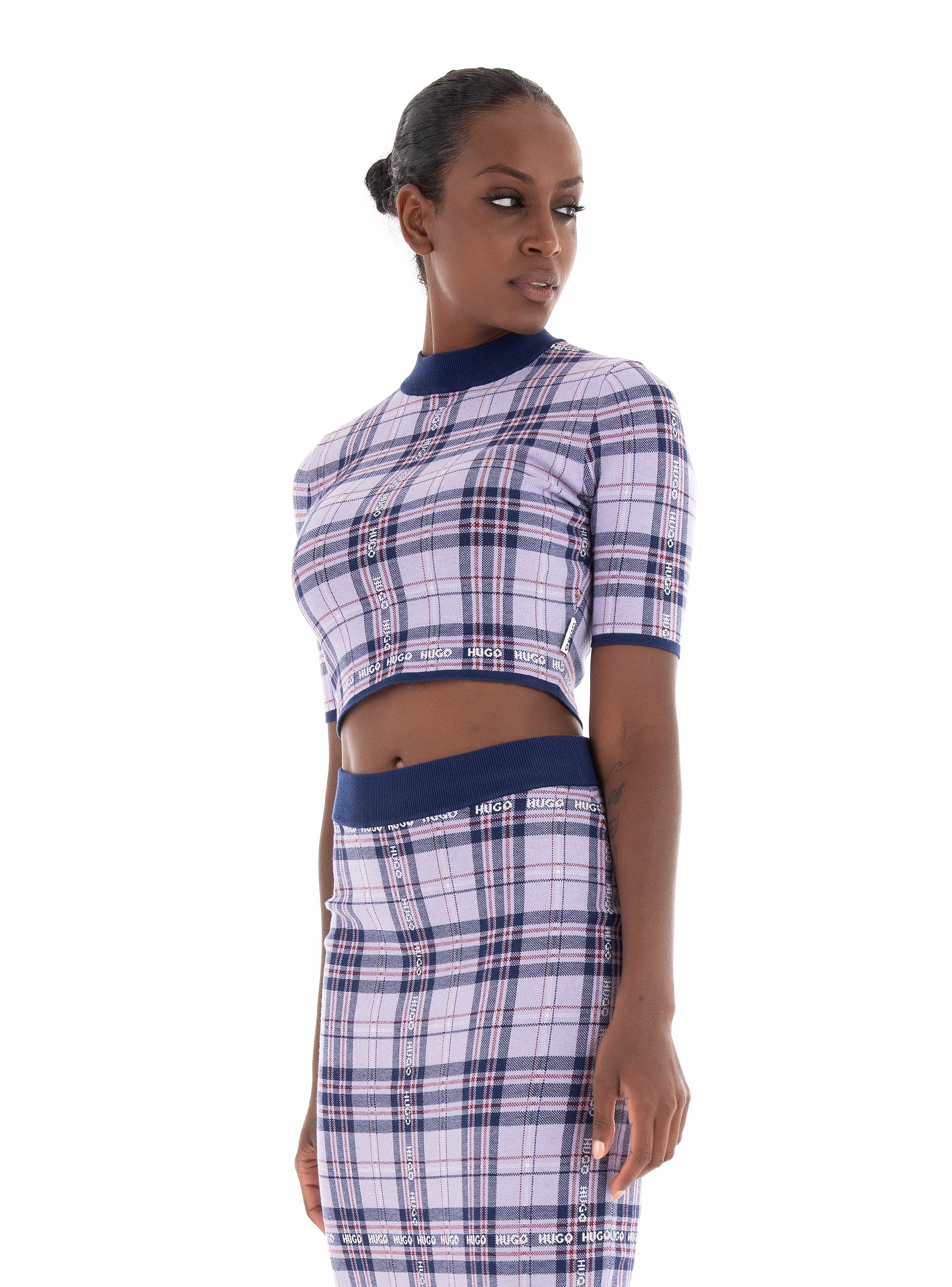 HUGO Slim Fit Cropped Top Knit Sloquita - Lilac