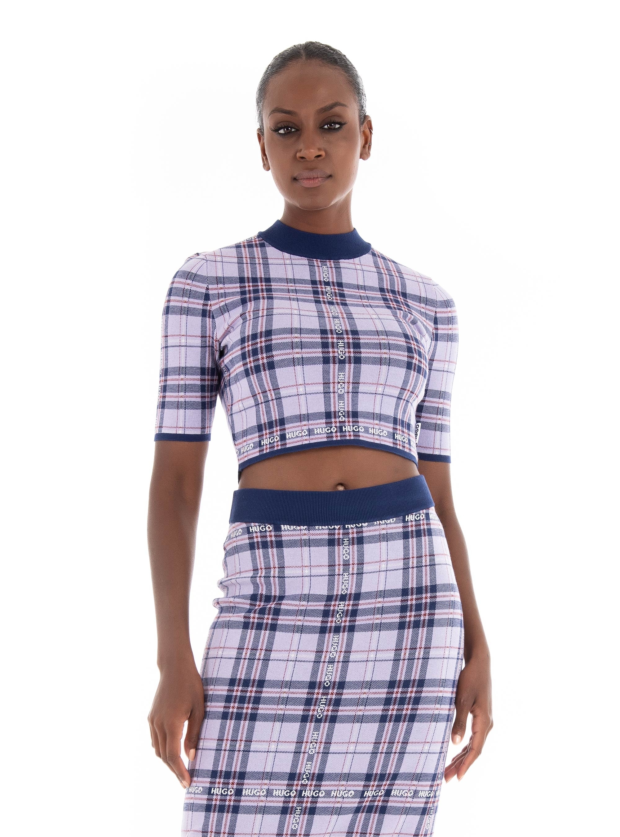 HUGO Slim Fit Cropped Top Knit Sloquita - Lilac