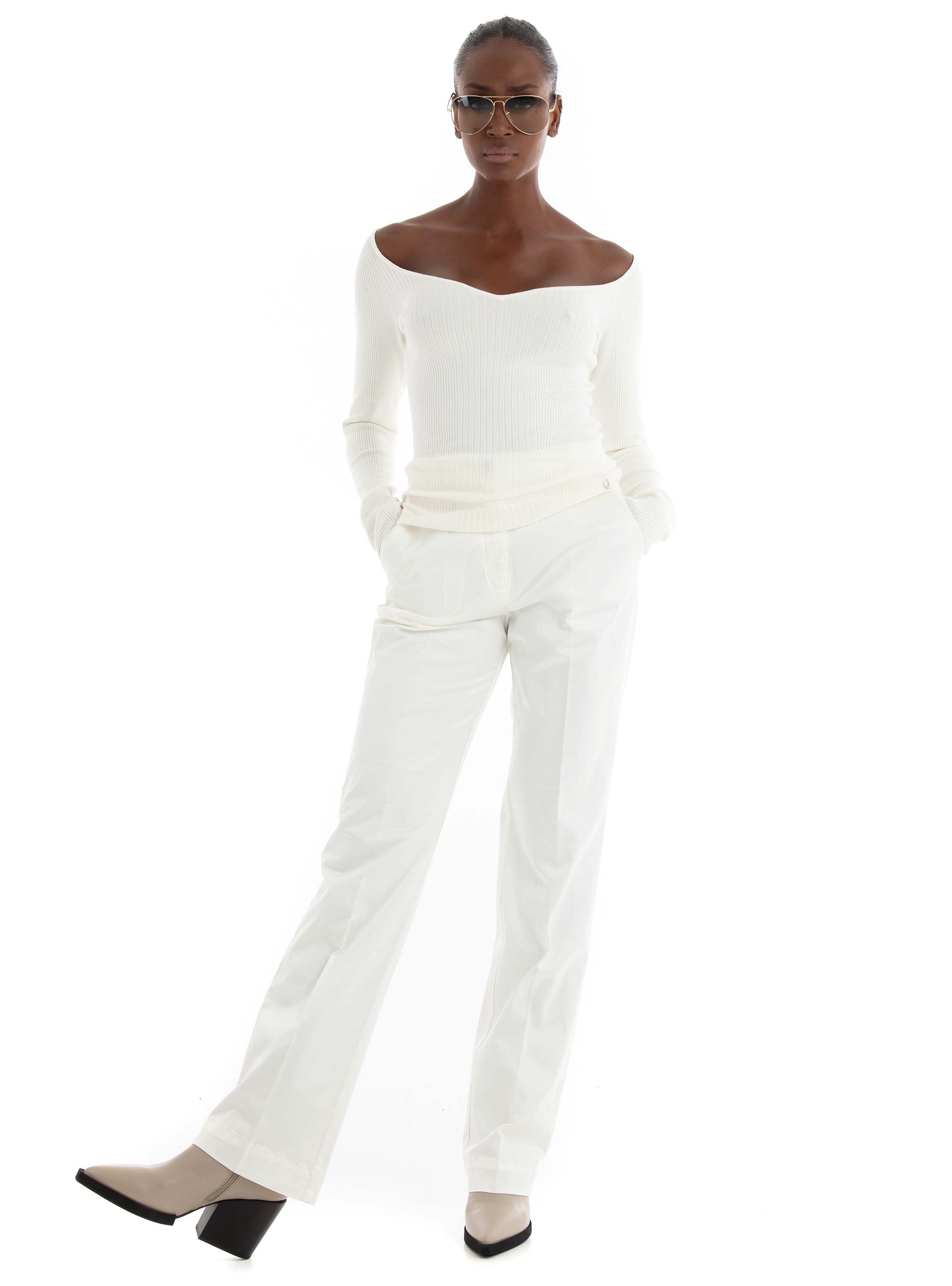 Guess Zoe Straight Leg Pants - Cream