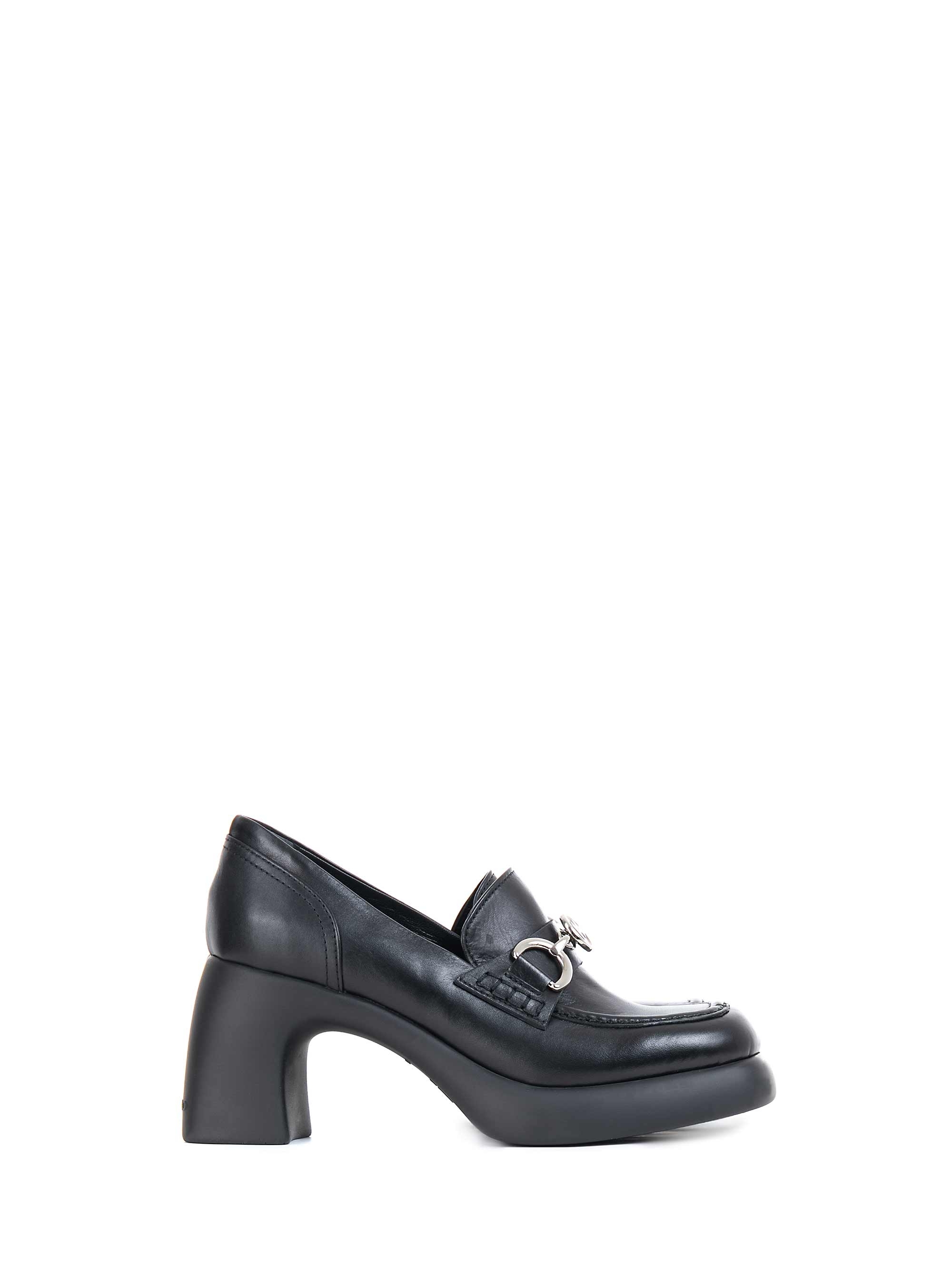 Karl Lagerfeld Klasp Leather Heel Loafers - Black