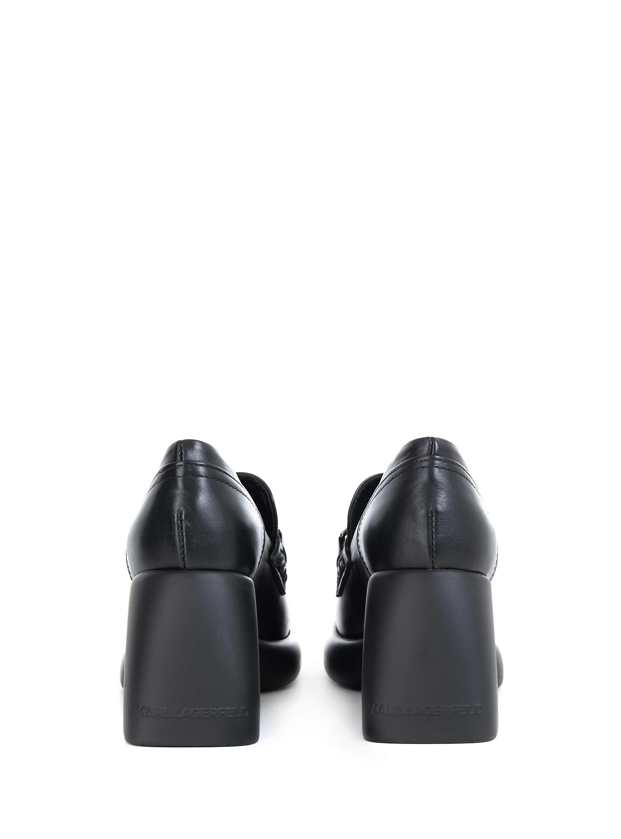 Karl Lagerfeld Klasp Leather Heel Loafers - Black