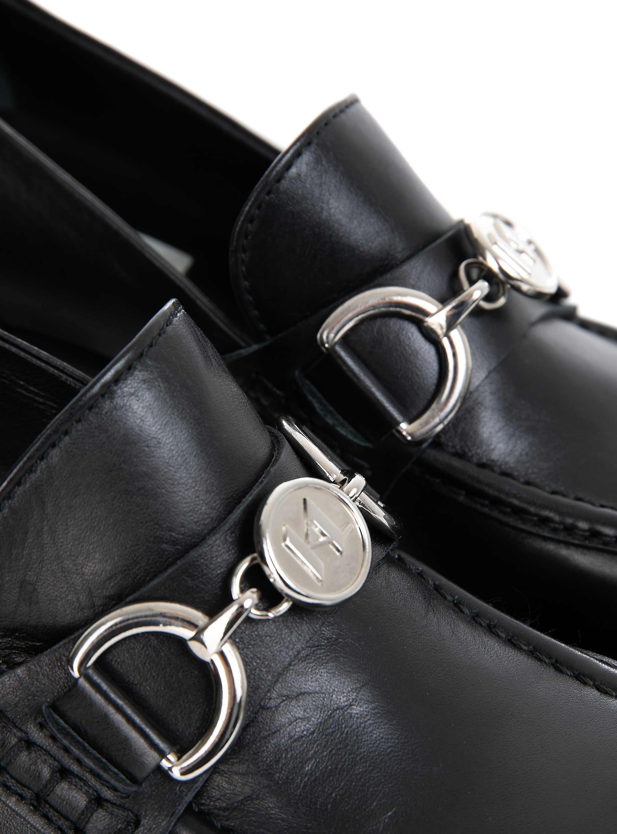 Karl Lagerfeld Klasp Leather Heel Loafers - Black