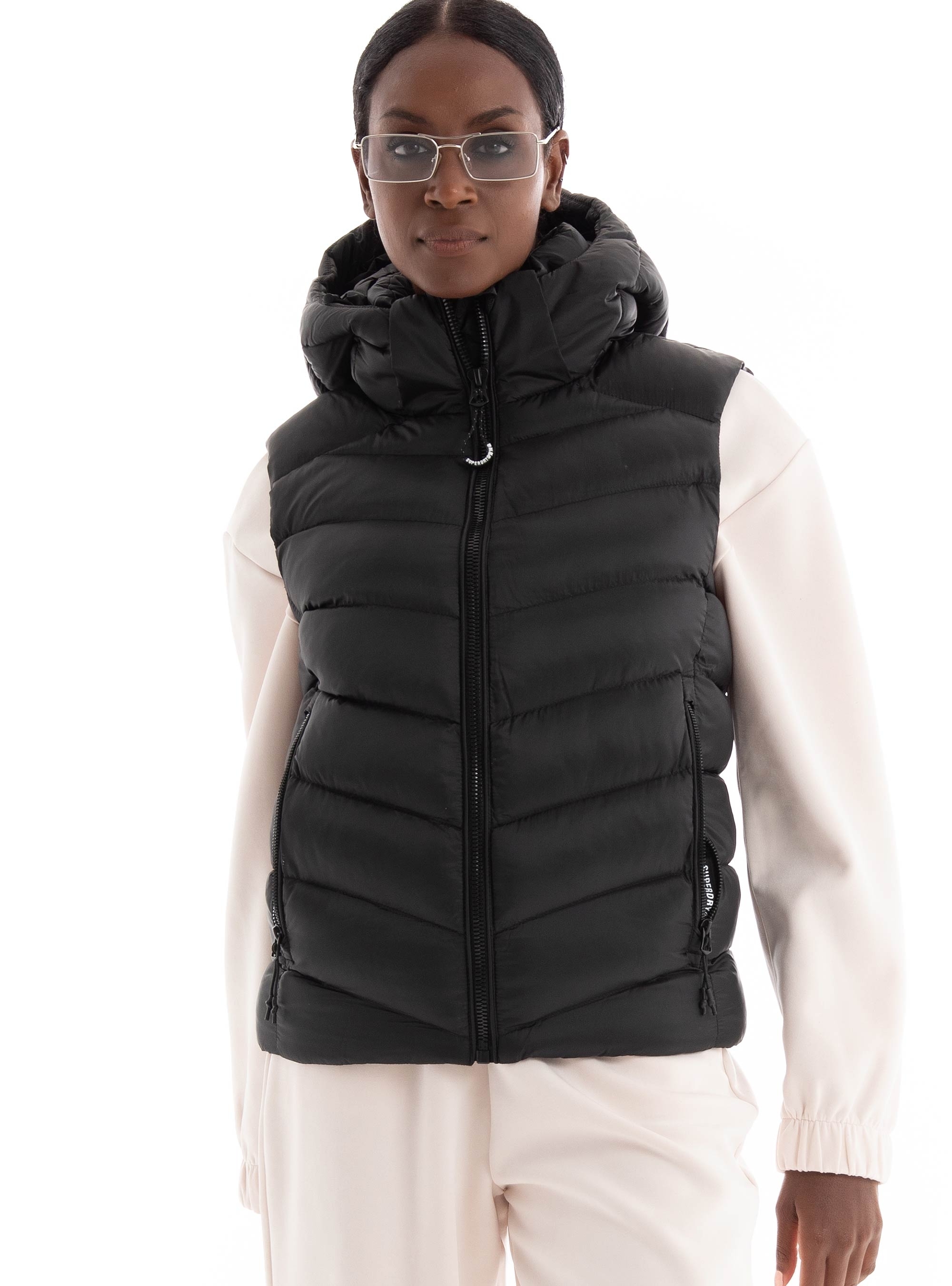 Superdry D5 Hooded Fuji Padded Gilet - Black
