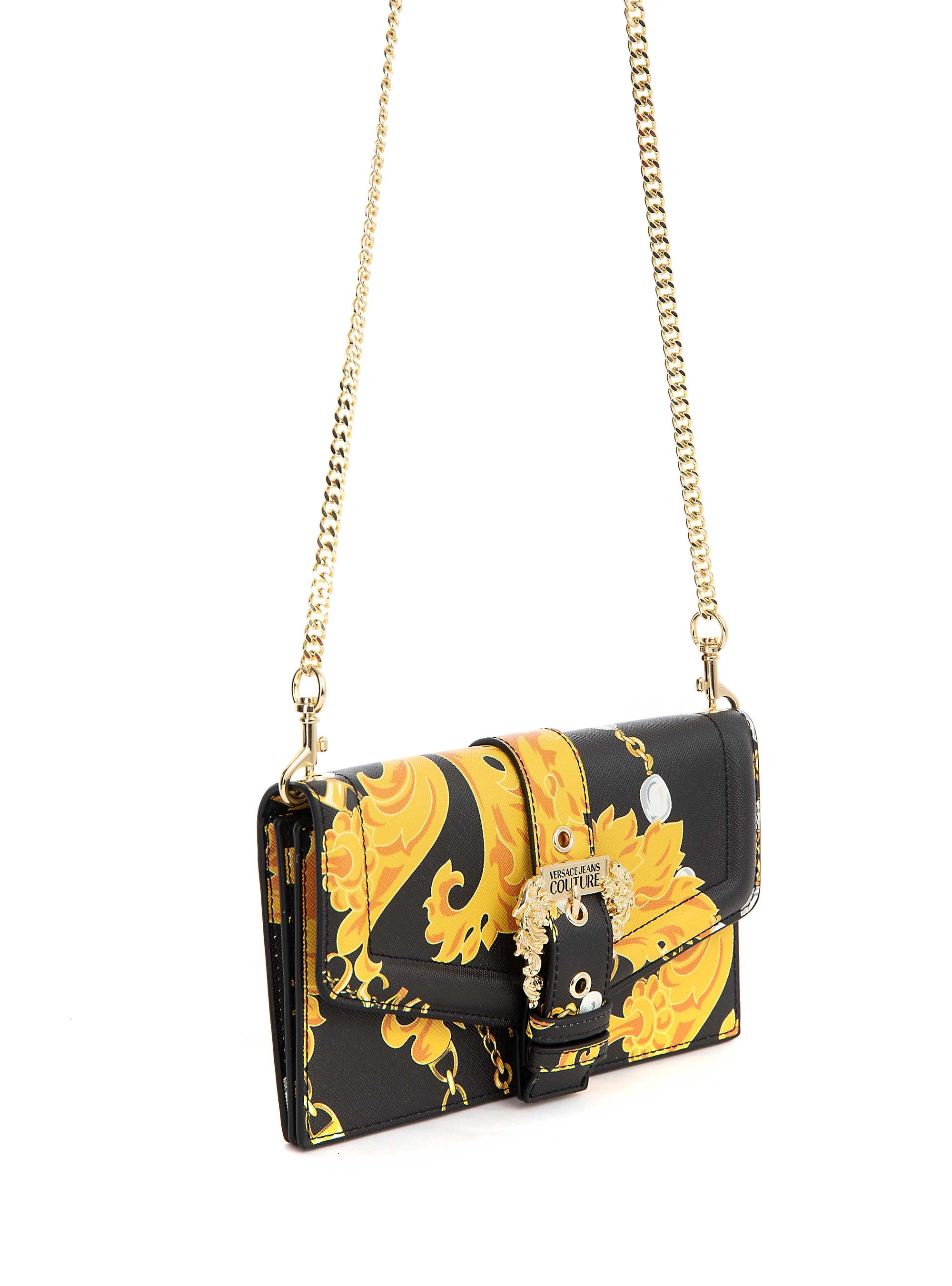 Versace Jeans Couture Logo Mini Wallet On Chain - Black