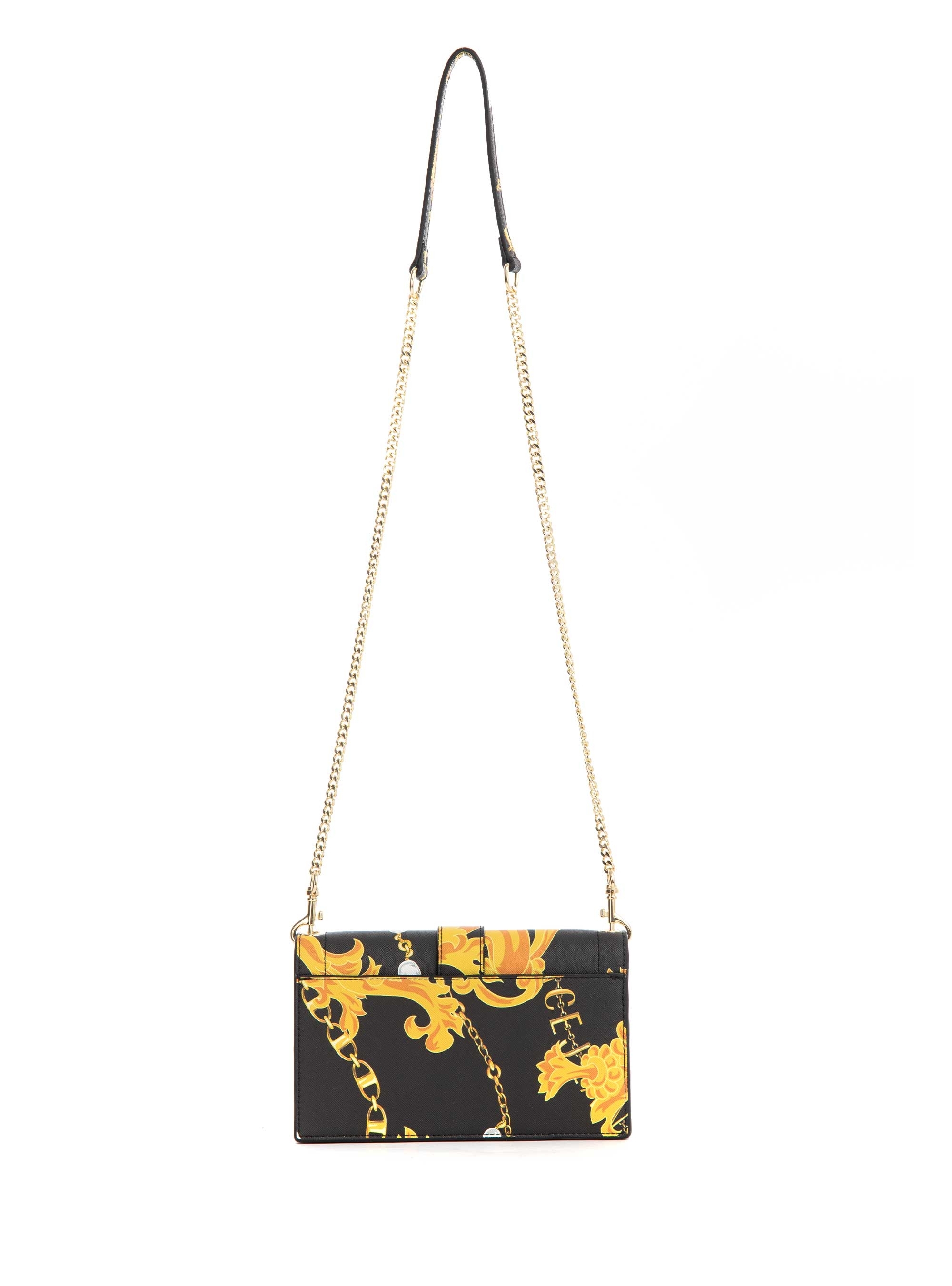 Versace Jeans Couture Logo Mini Wallet On Chain - Black