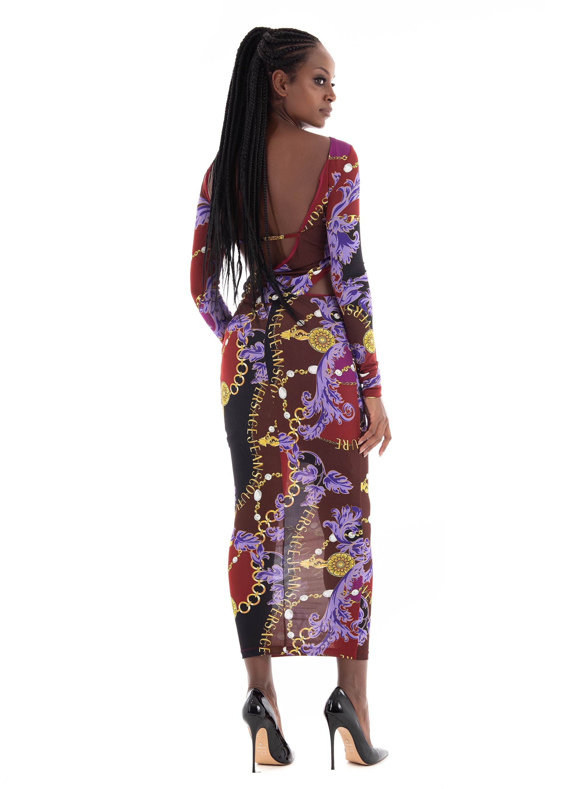 Versace Jeans Couture Chain Print Dress - Dark Purple