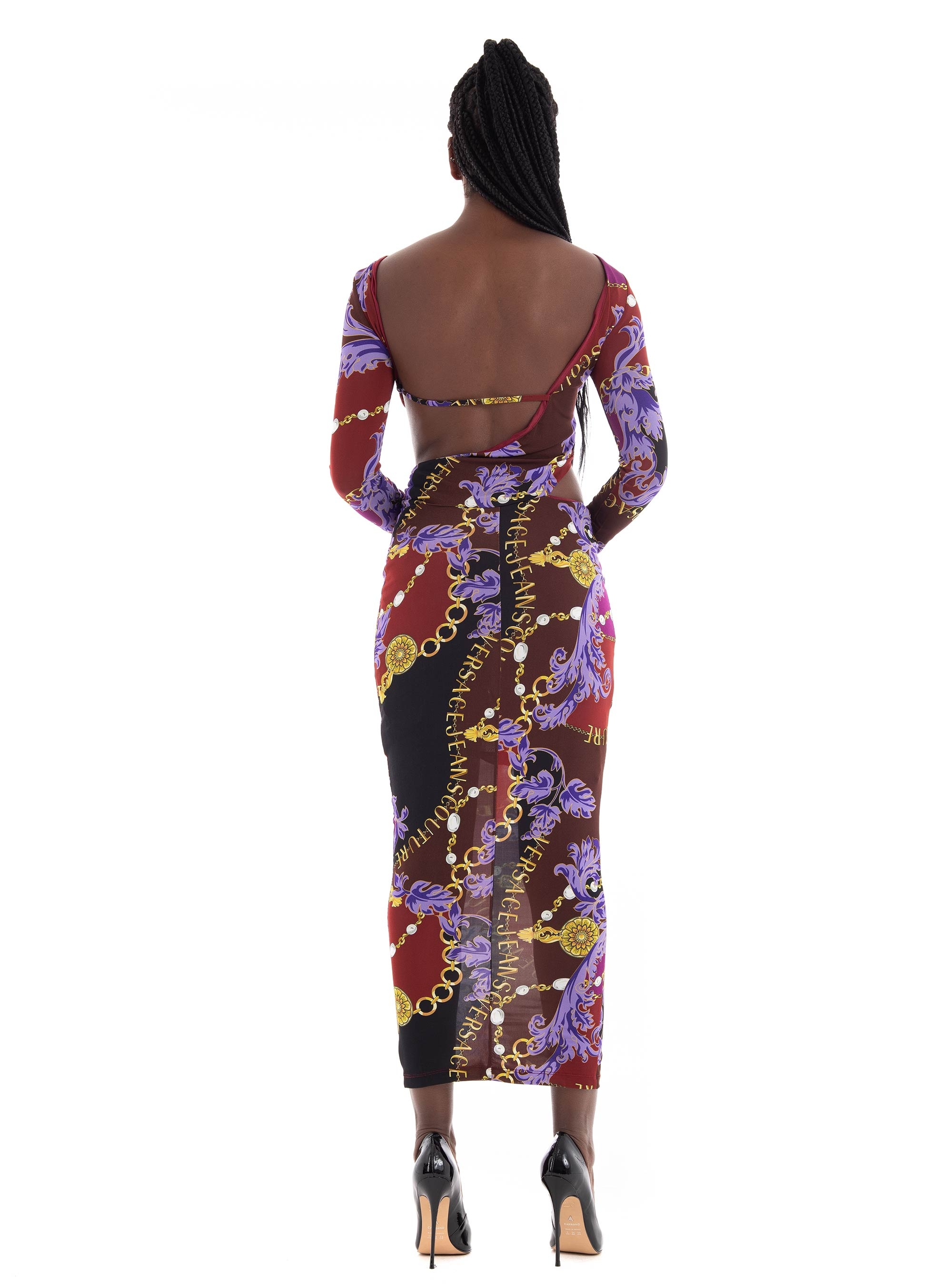 Versace Jeans Couture Chain Print Dress - Dark Purple