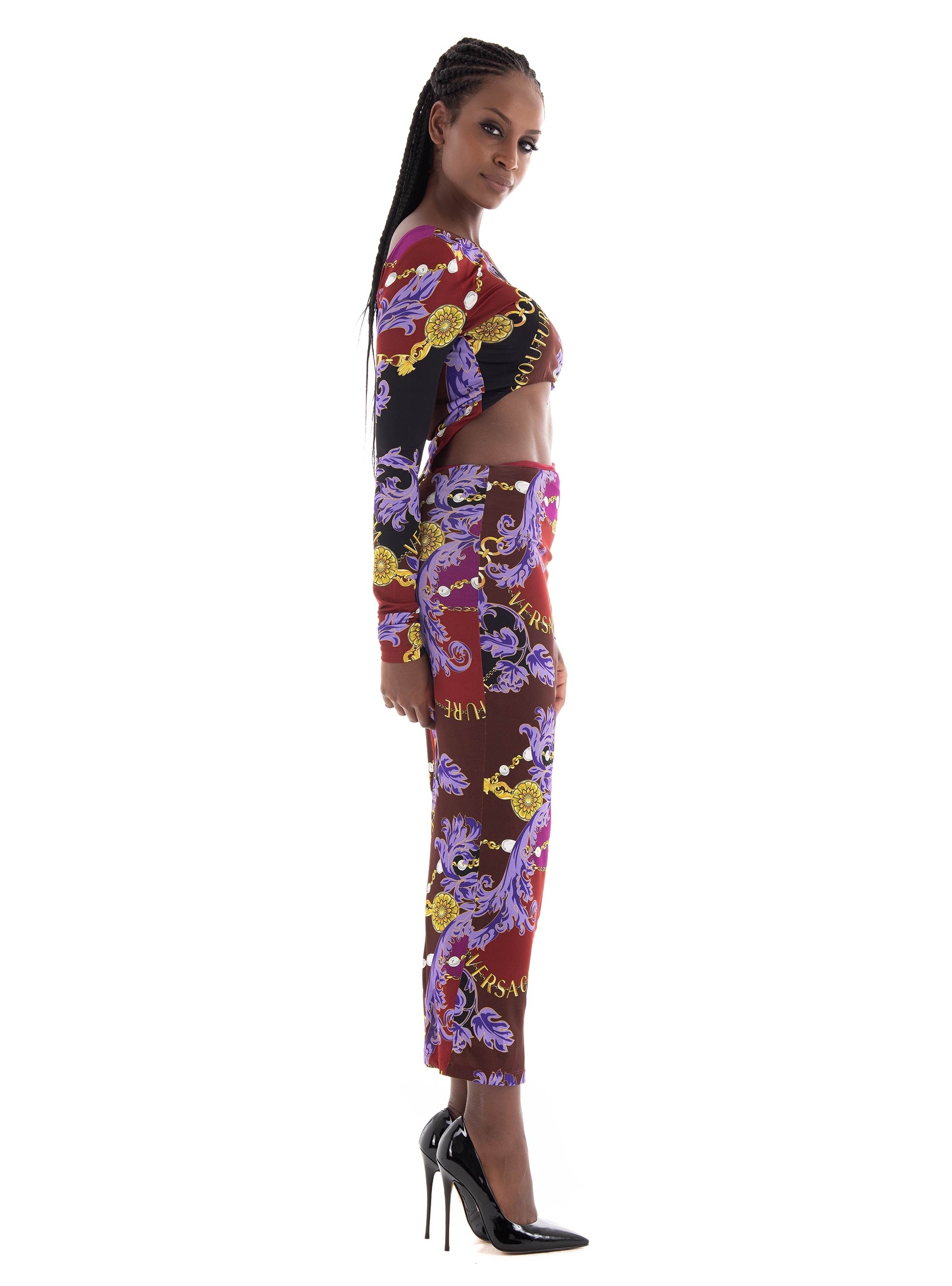 Versace Jeans Couture Chain Print Dress - Dark Purple