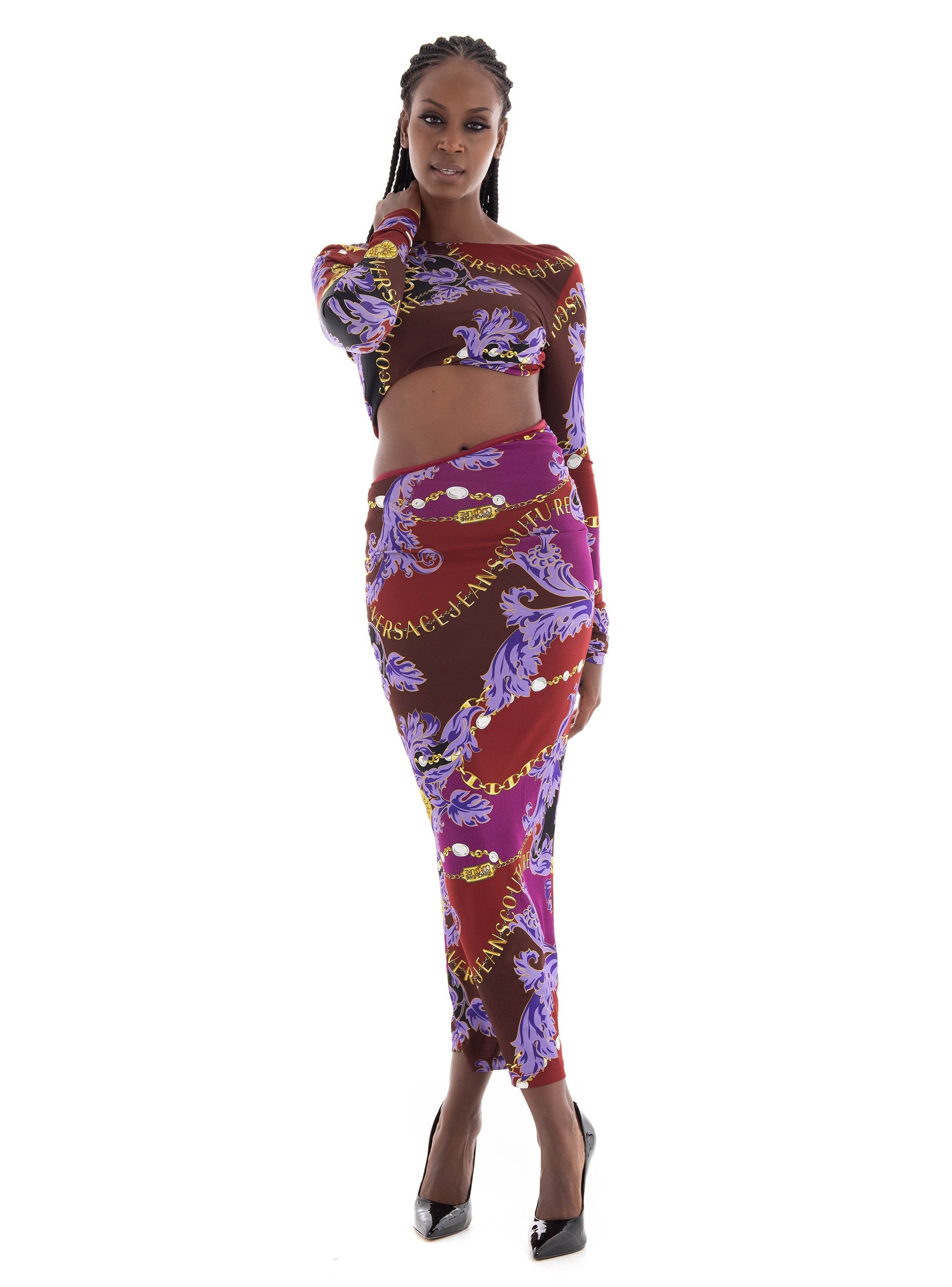 Versace Jeans Couture Chain Print Dress - Dark Purple