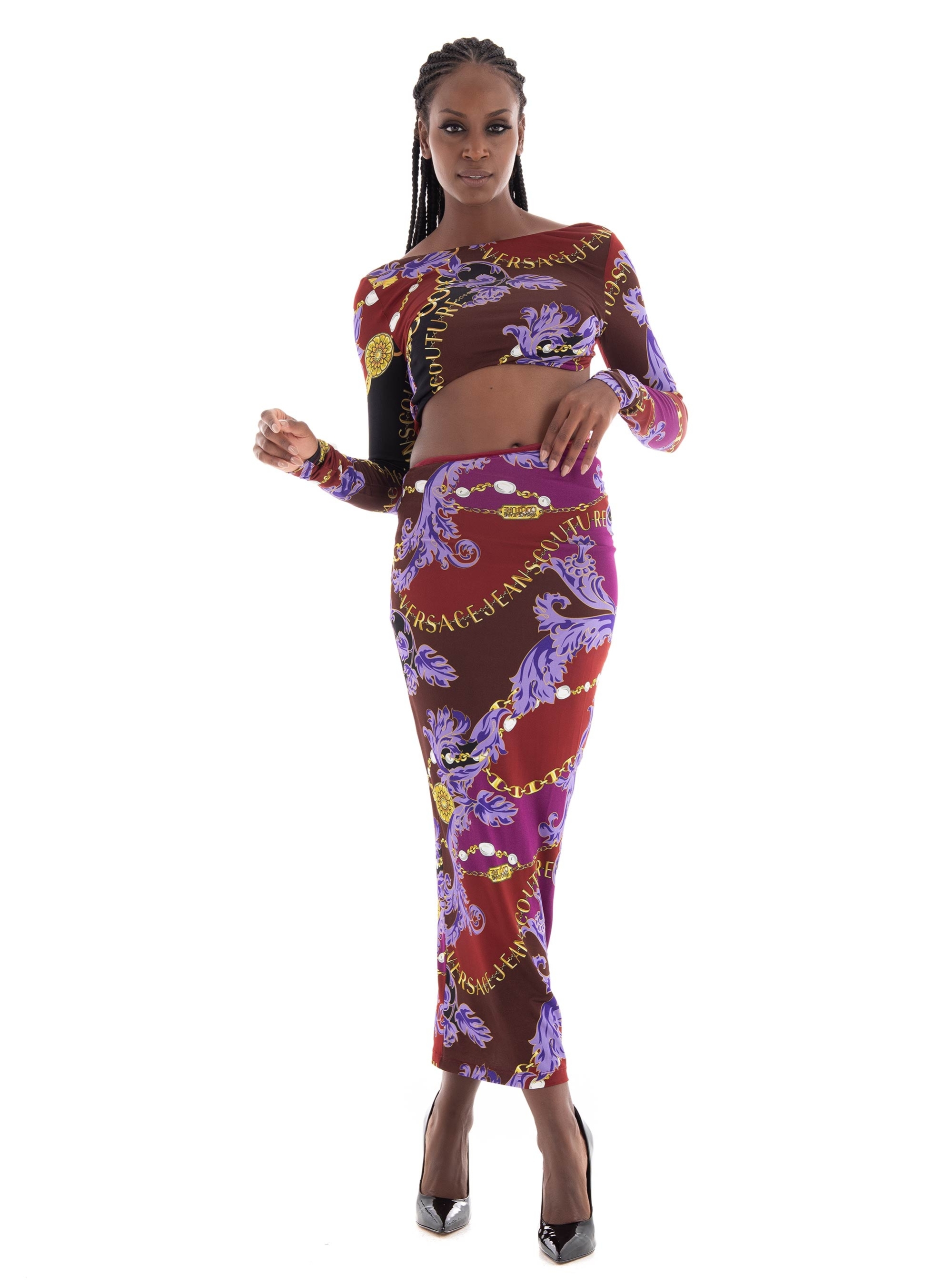 Versace Jeans Couture Chain Print Dress - Dark Purple