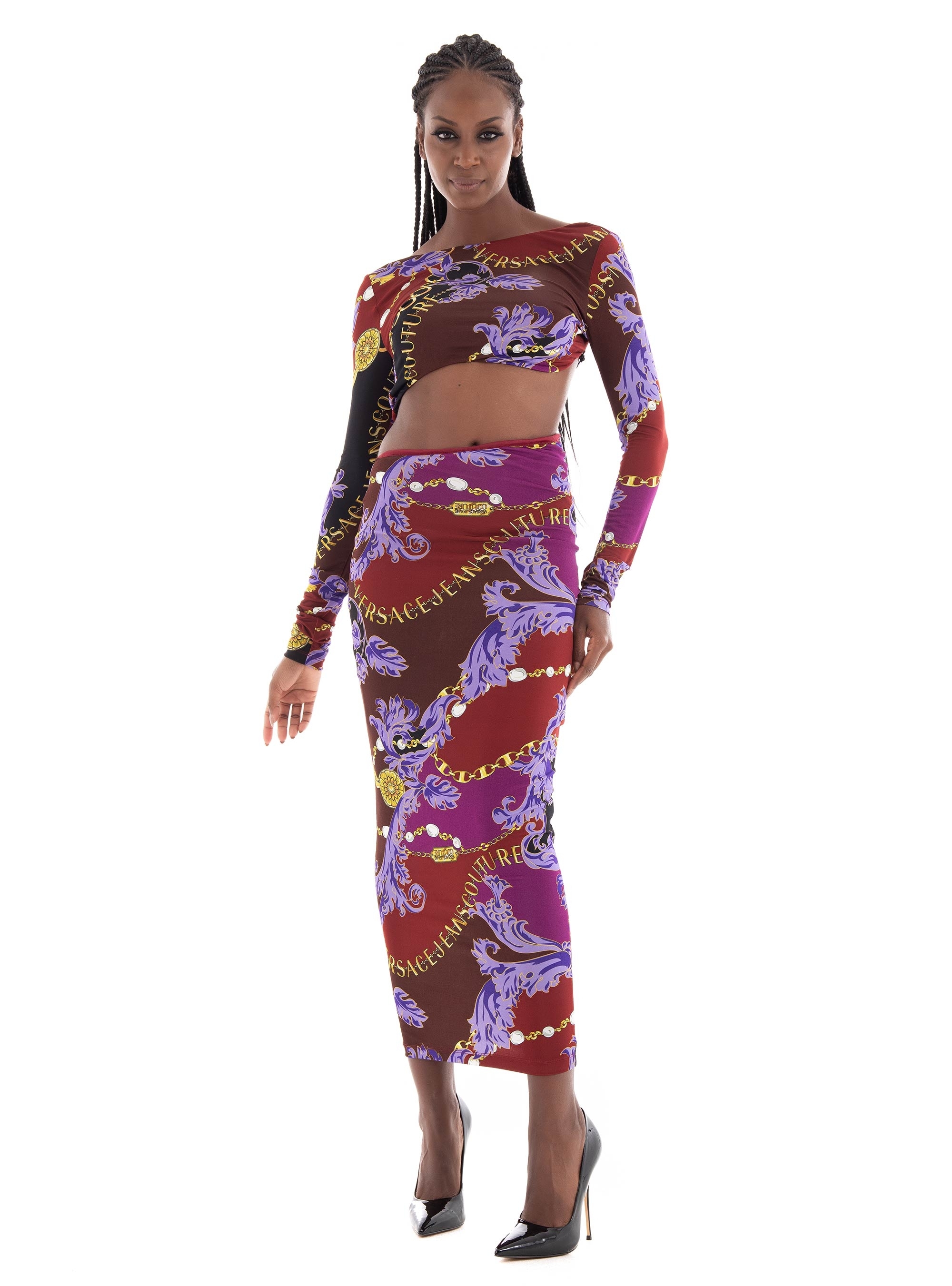 Versace Jeans Couture Chain Print Dress - Dark Purple
