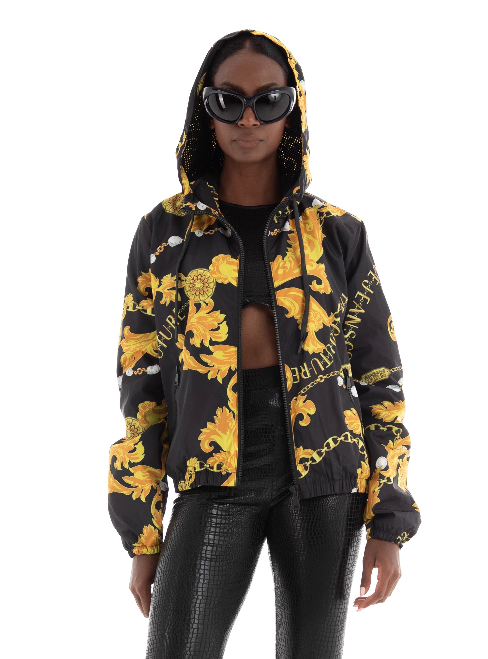 Versace Jeans Couture Print Hooded Jacket - Black