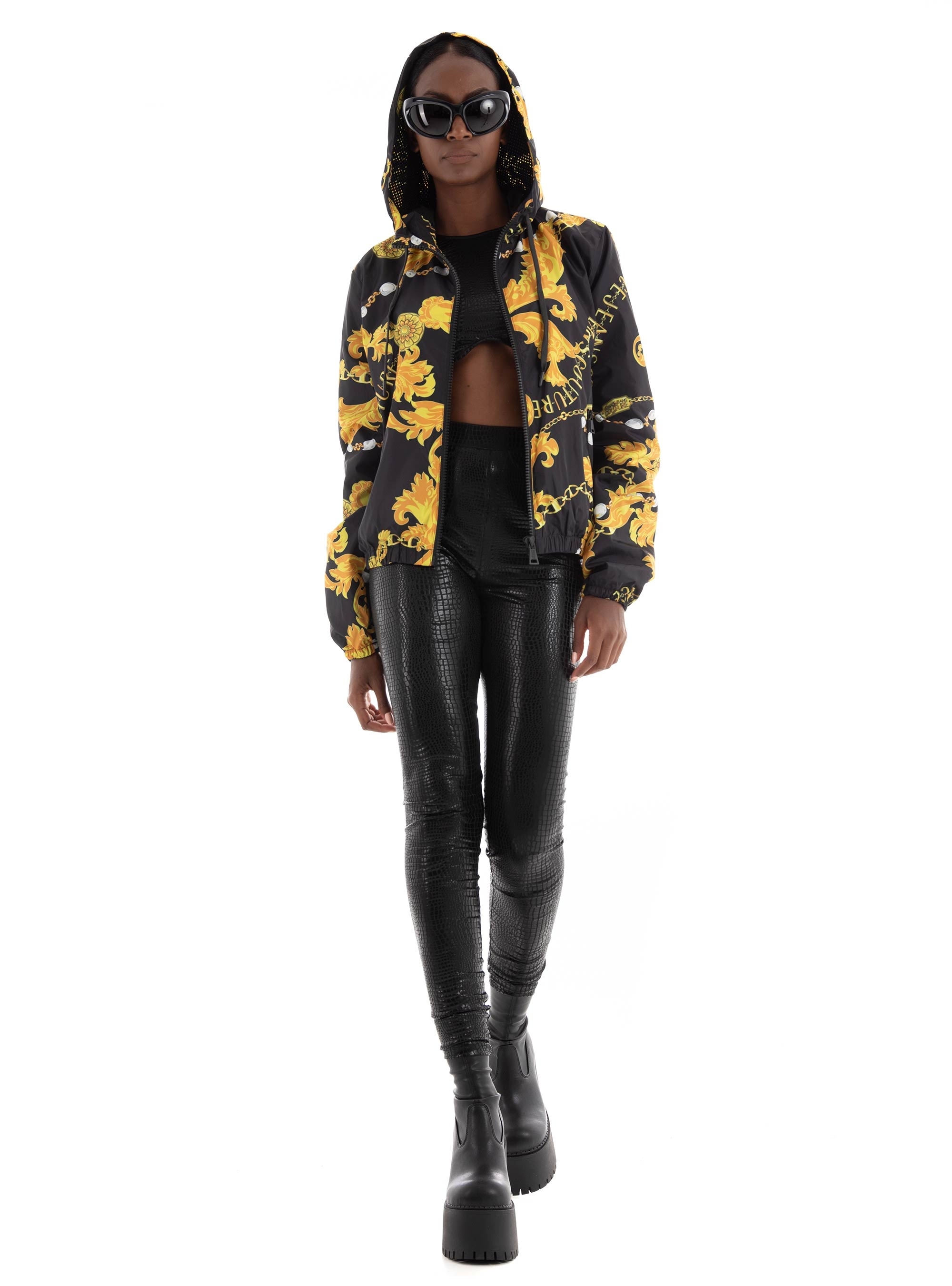 Versace Jeans Couture Print Hooded Jacket - Black