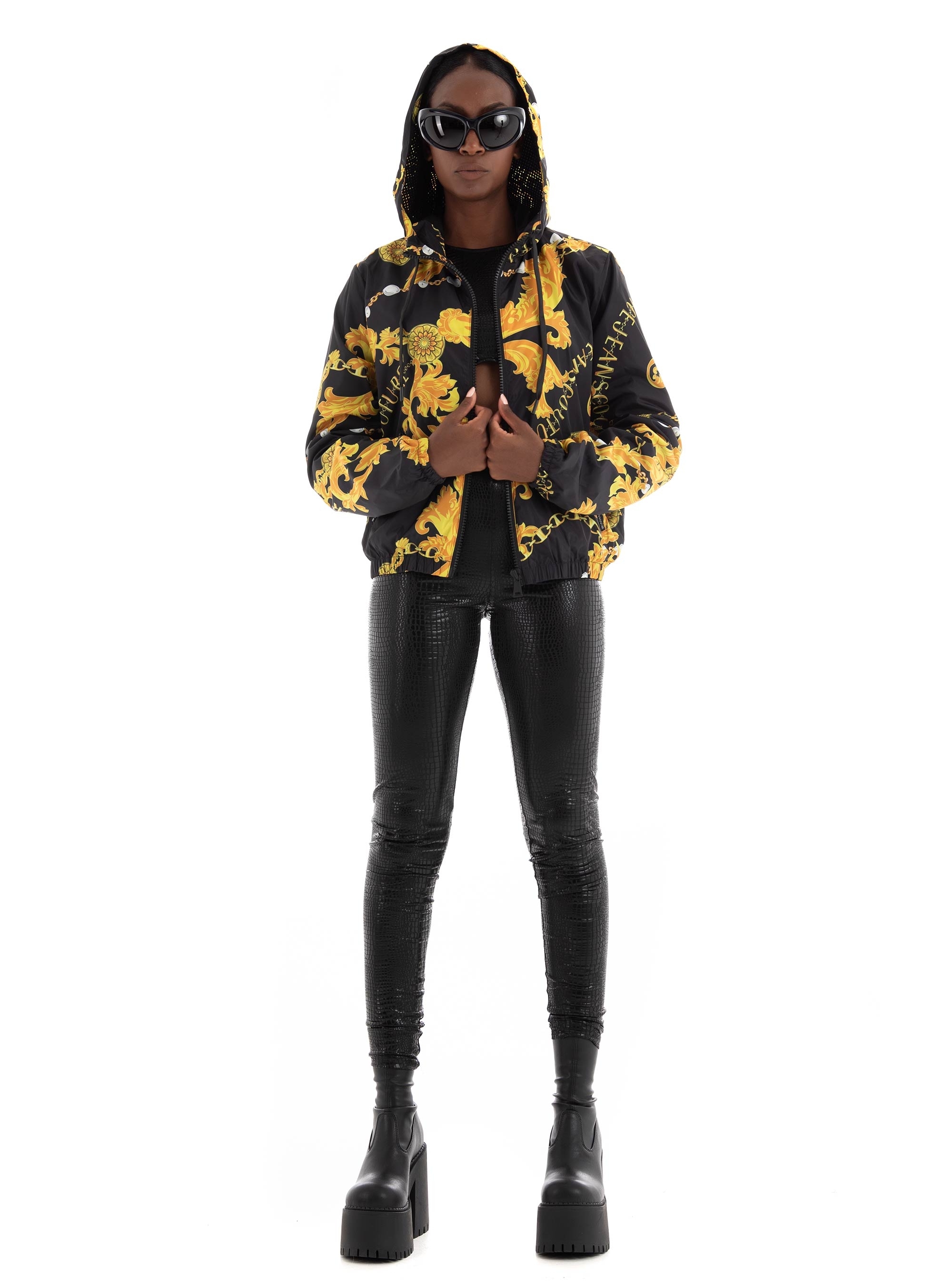 Versace Jeans Couture Print Hooded Jacket - Black