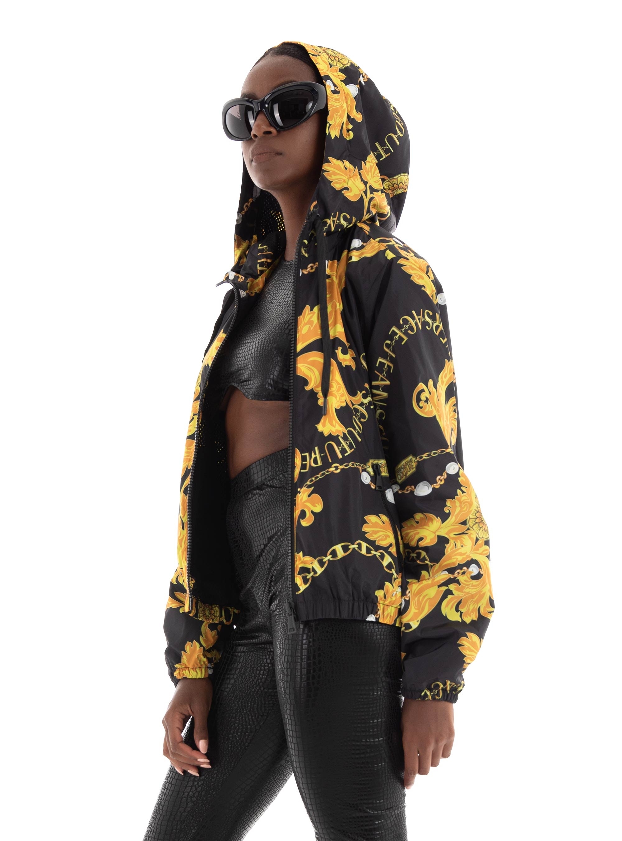 Versace Jeans Couture Print Hooded Jacket - Black