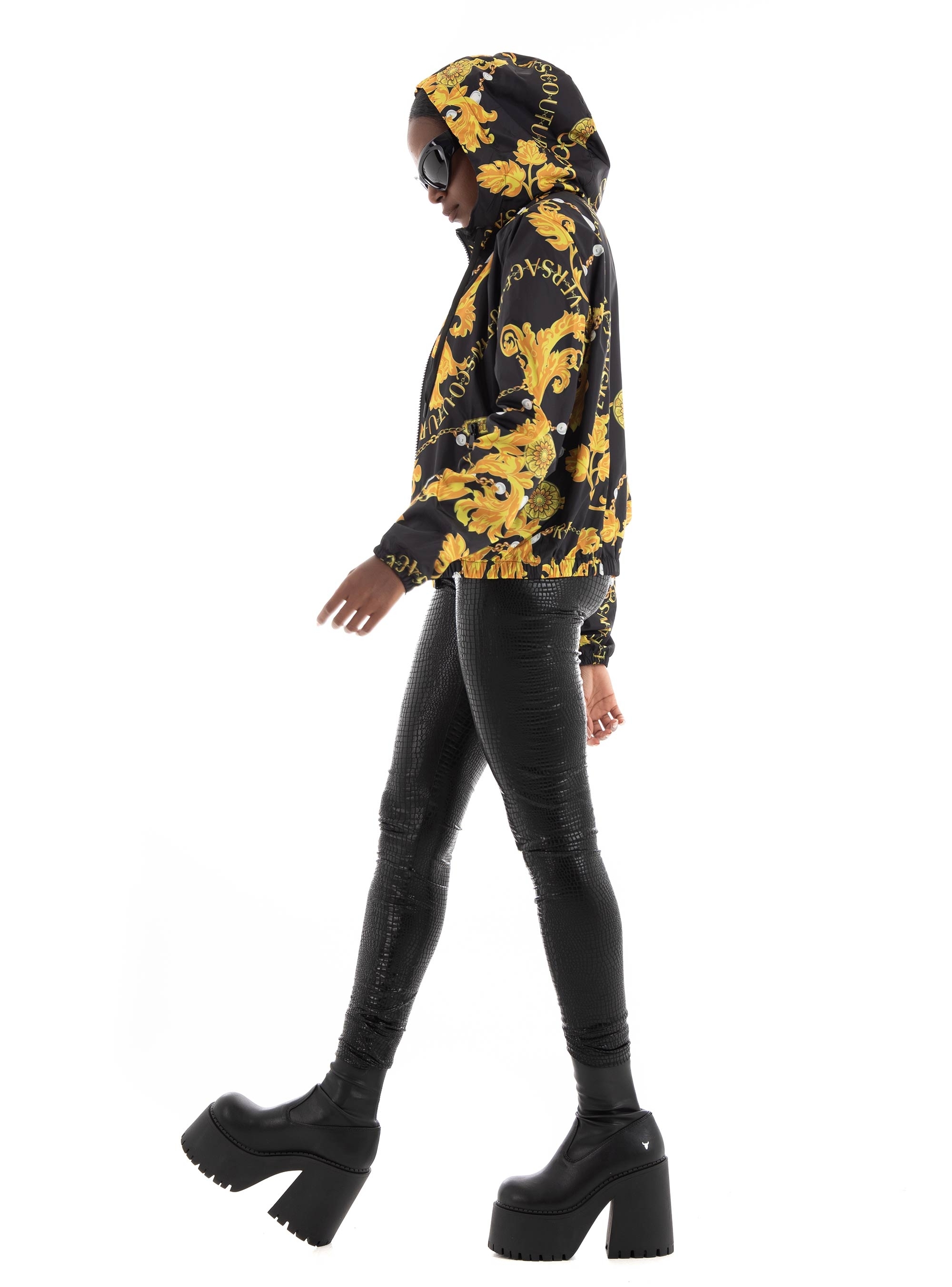 Versace Jeans Couture Print Hooded Jacket - Black