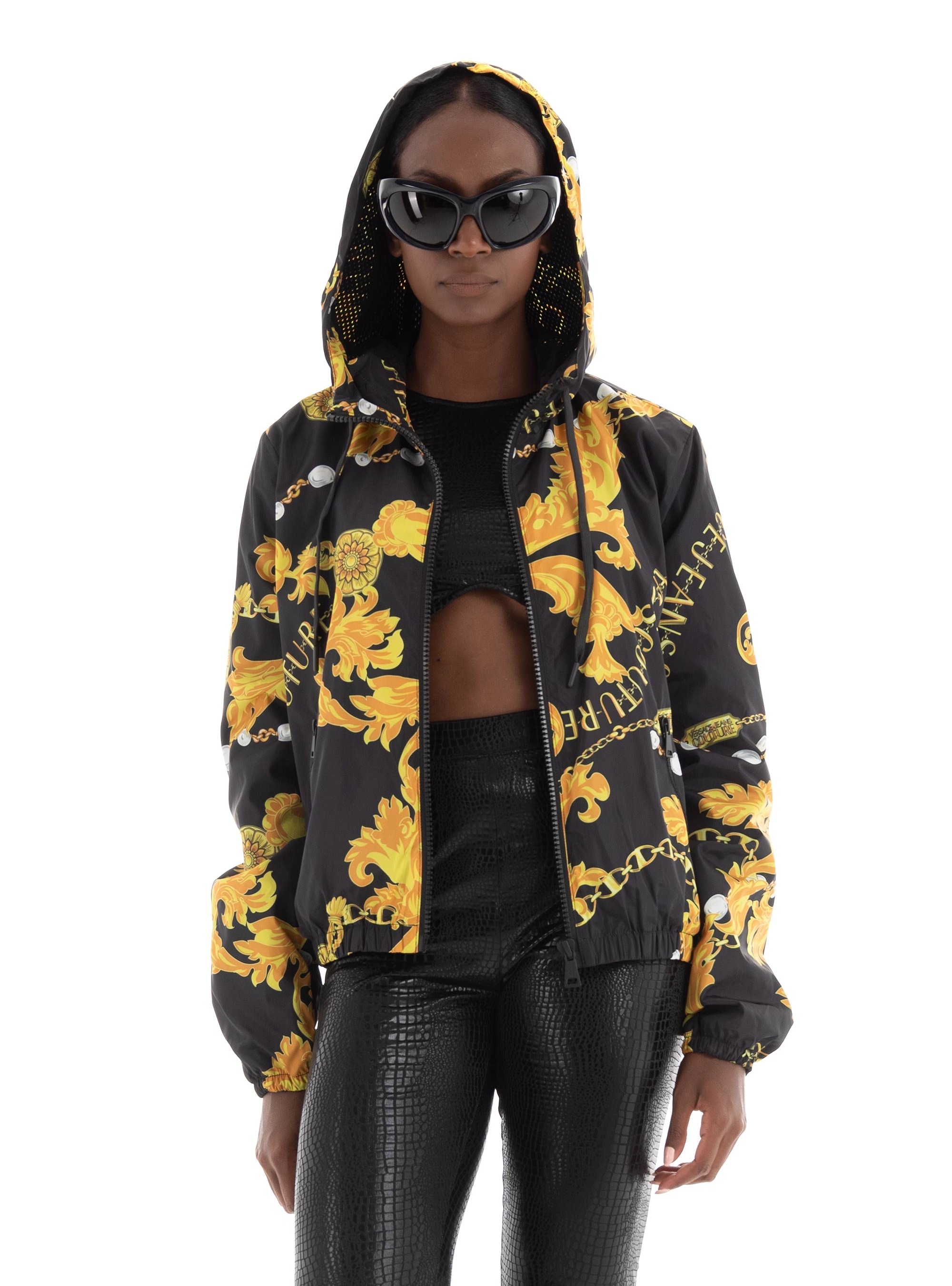 Versace Jeans Couture Print Hooded Jacket - Black