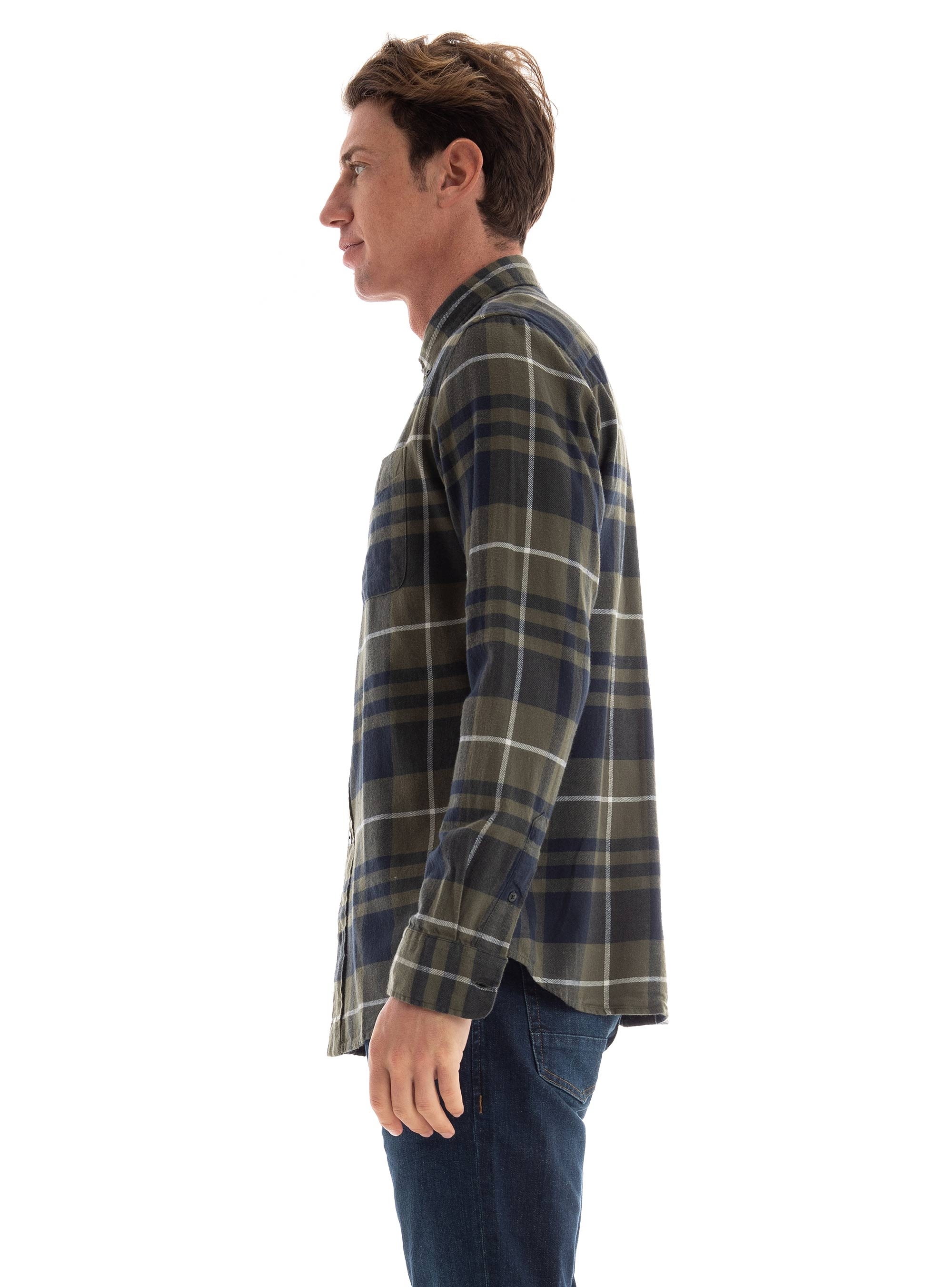 Jack & Jones Premium Brook Check Twill Shirt - Dark Olive Green