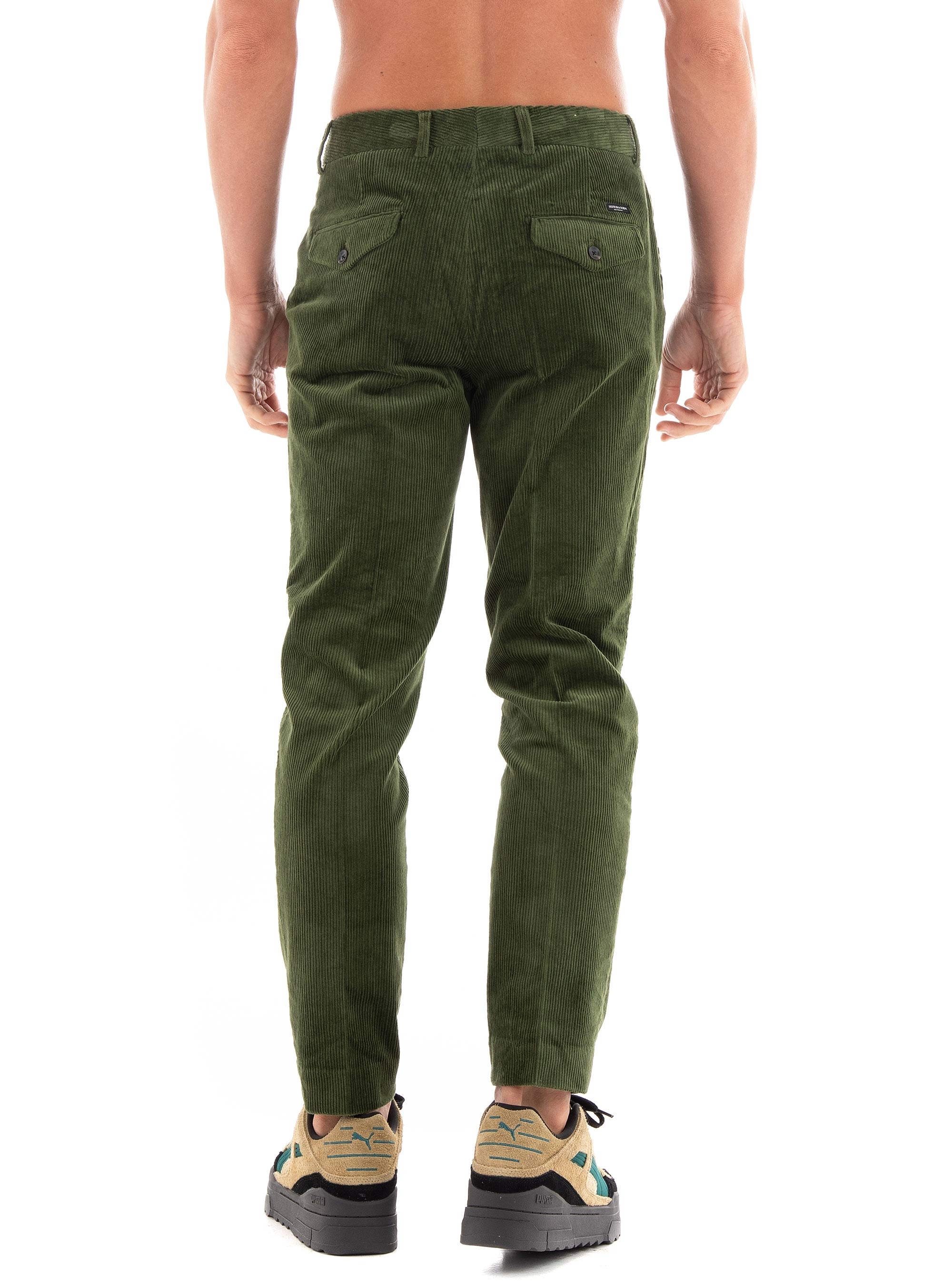Scotch & Soda Blake Corduroy Pleated Chino Pants - Dark Olive Green