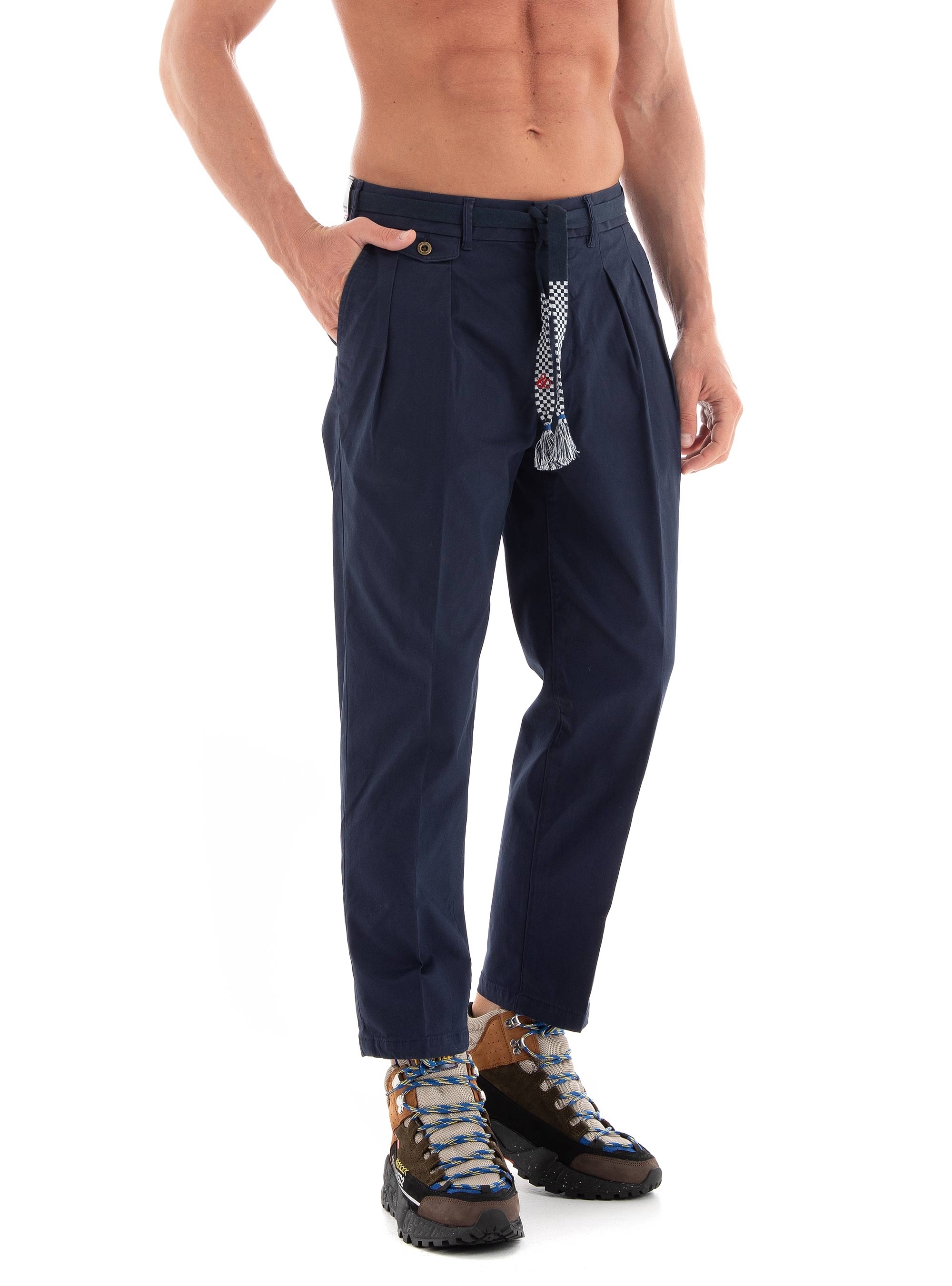 Scotch & Soda Balloon Fit Twill Pleated Chino Pants - Dark Blue
