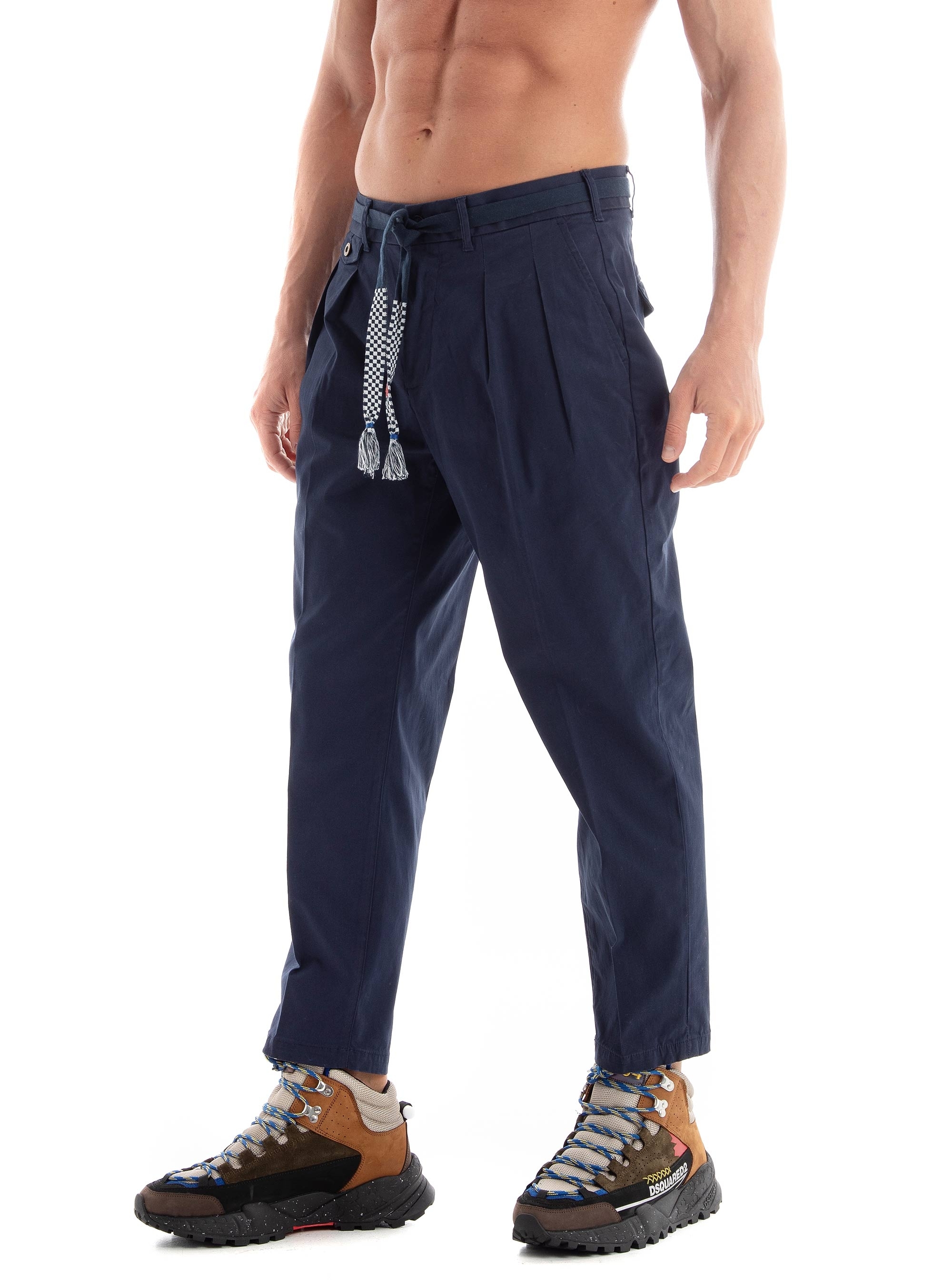Scotch & Soda Balloon Fit Twill Pleated Chino Pants - Dark Blue