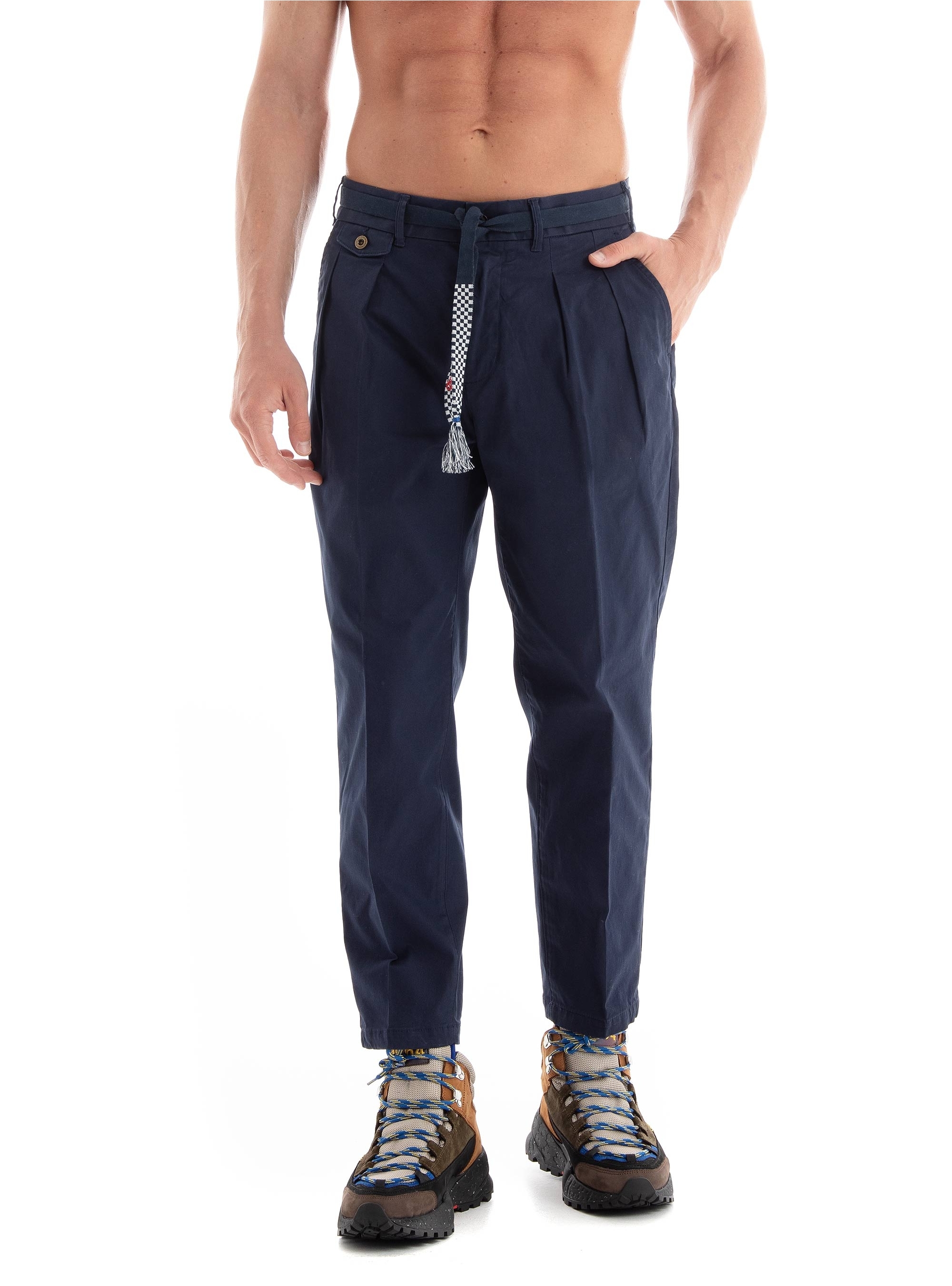 Scotch & Soda Balloon Fit Twill Pleated Chino Pants - Dark Blue