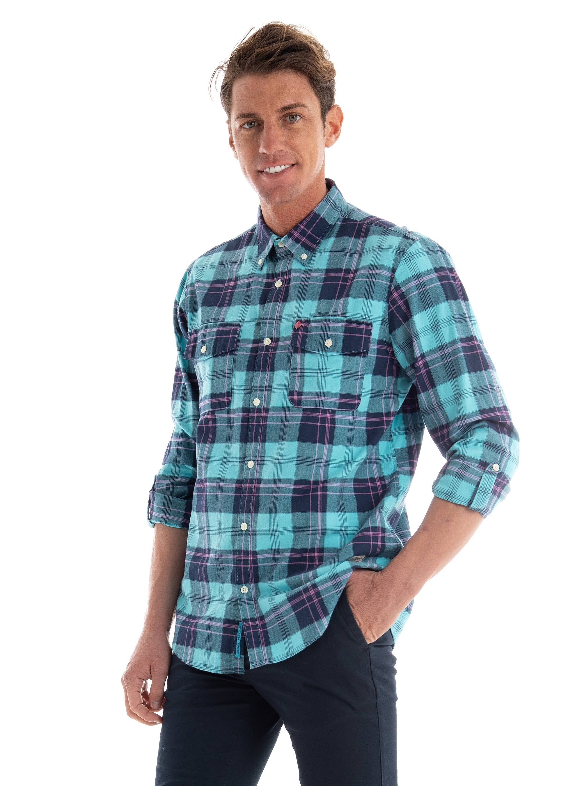 Scotch & Soda Lightweight Flannel Checked Shirt - Blue