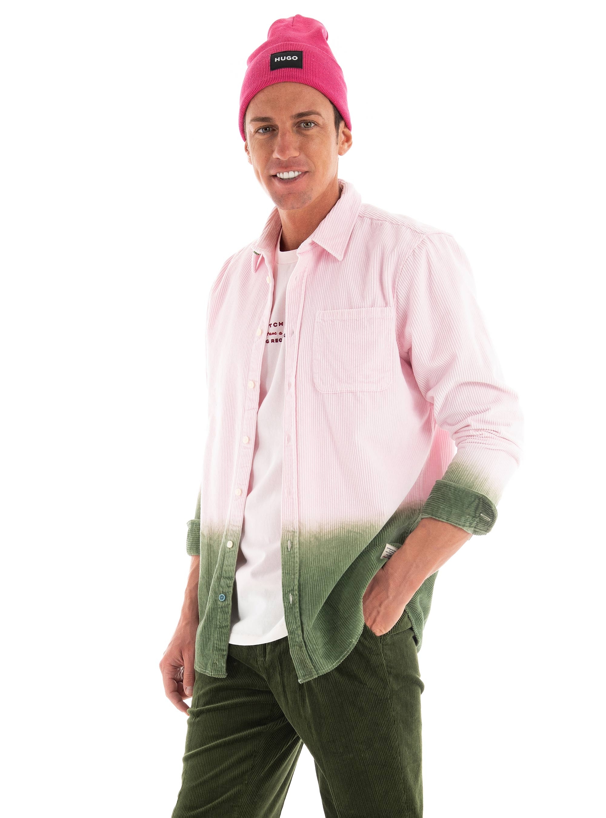 Scotch & Soda Regular Fit Tie-Dye Corduroy Shirt - Light Pink