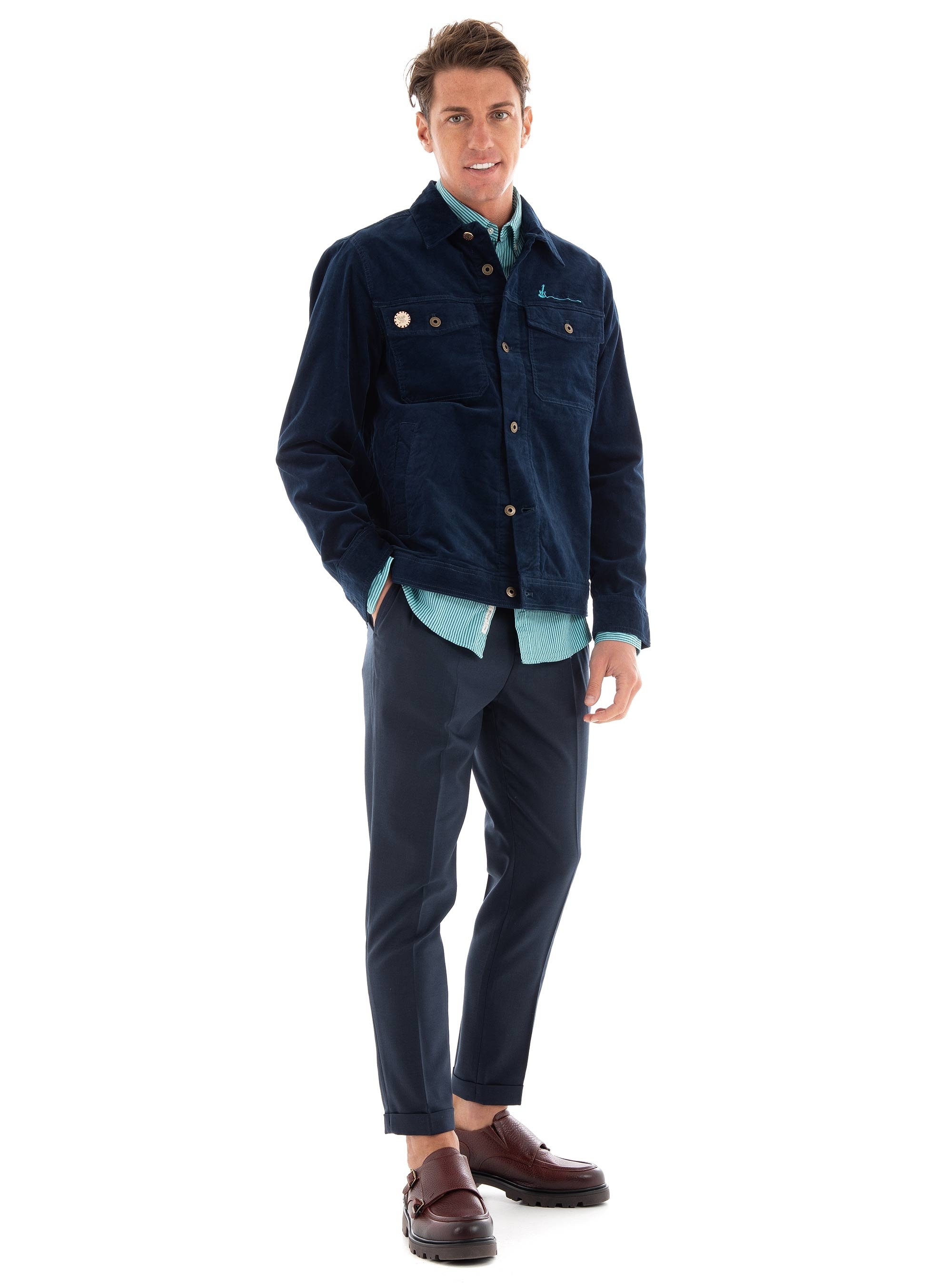 Scotch & Soda Twill Pleated Chino Pants - Dark Blue