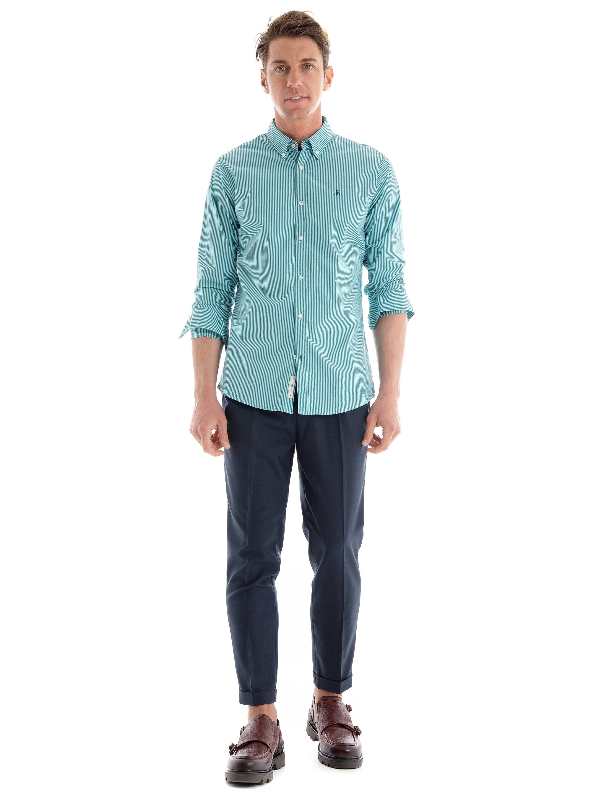 Scotch & Soda Twill Pleated Chino Pants - Dark Blue