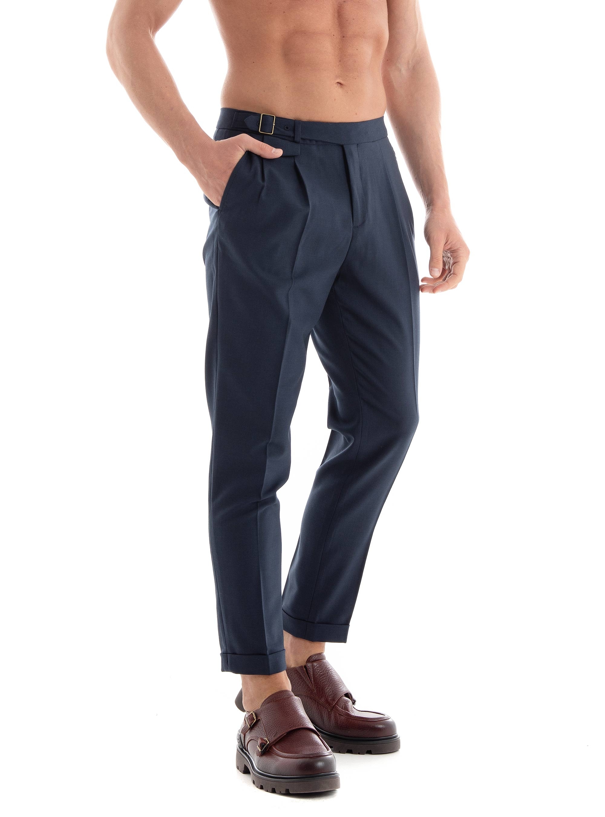 Scotch & Soda Twill Pleated Chino Pants - Dark Blue