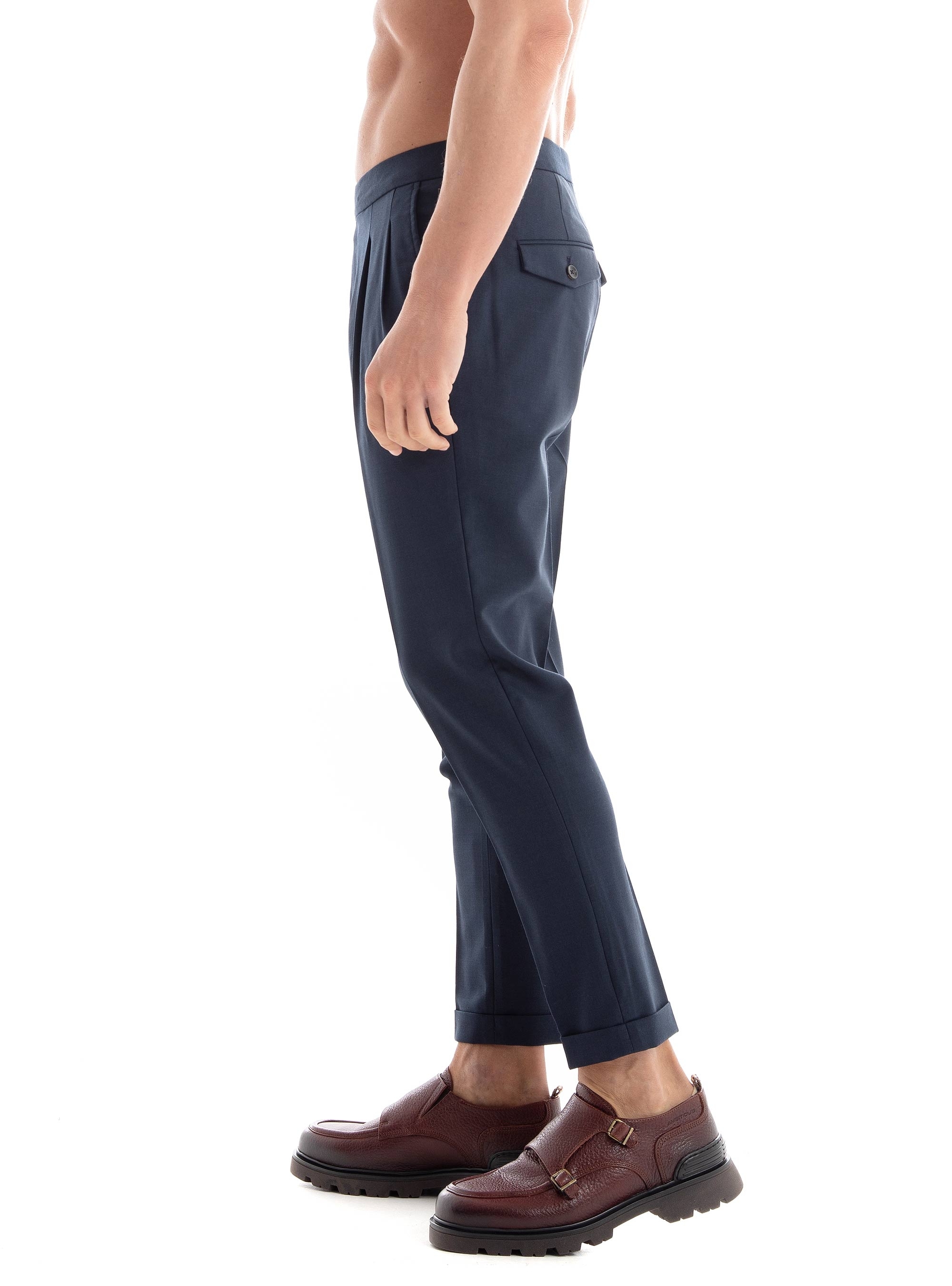 Scotch & Soda Twill Pleated Chino Pants - Dark Blue