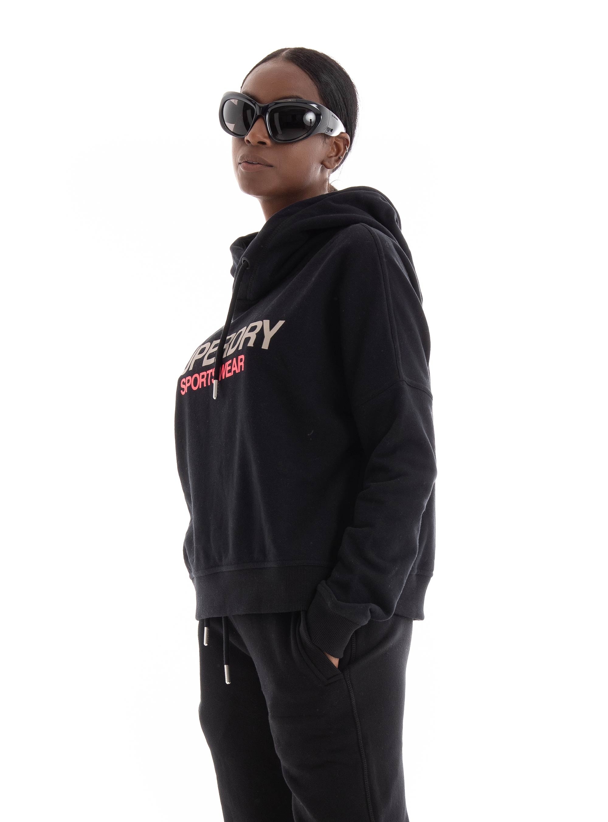 Superdry Sportswear Logo Boxy Hoodie - Black