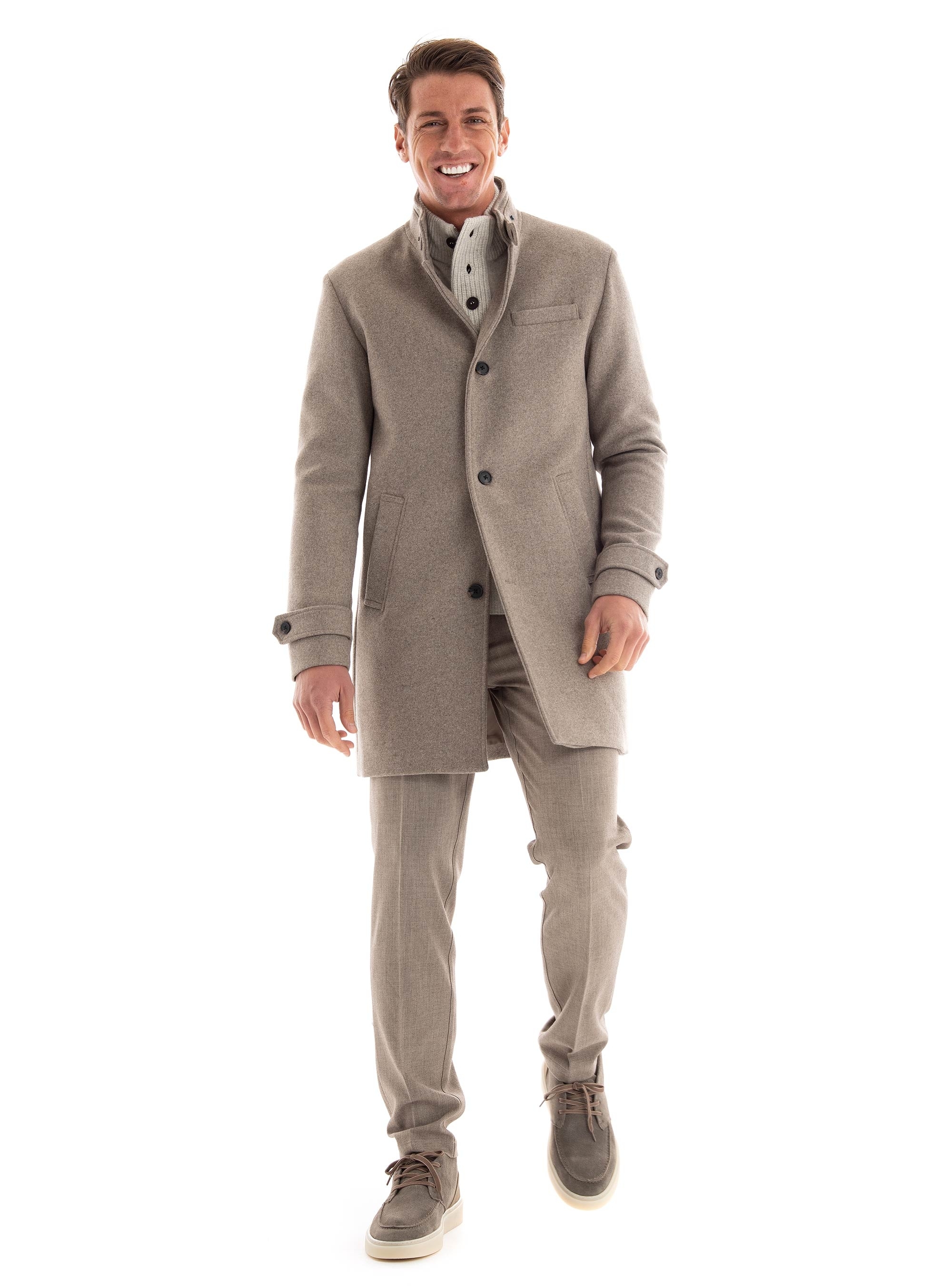 Les Deux Como Regular Fit Milange Suit Pants - Light Grey Melange