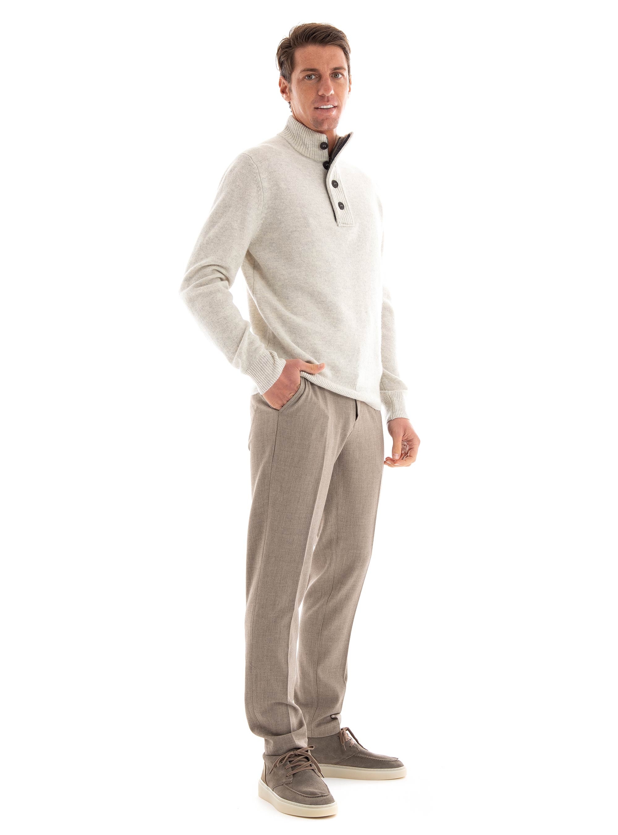Les Deux Como Regular Fit Milange Suit Pants - Light Grey Melange