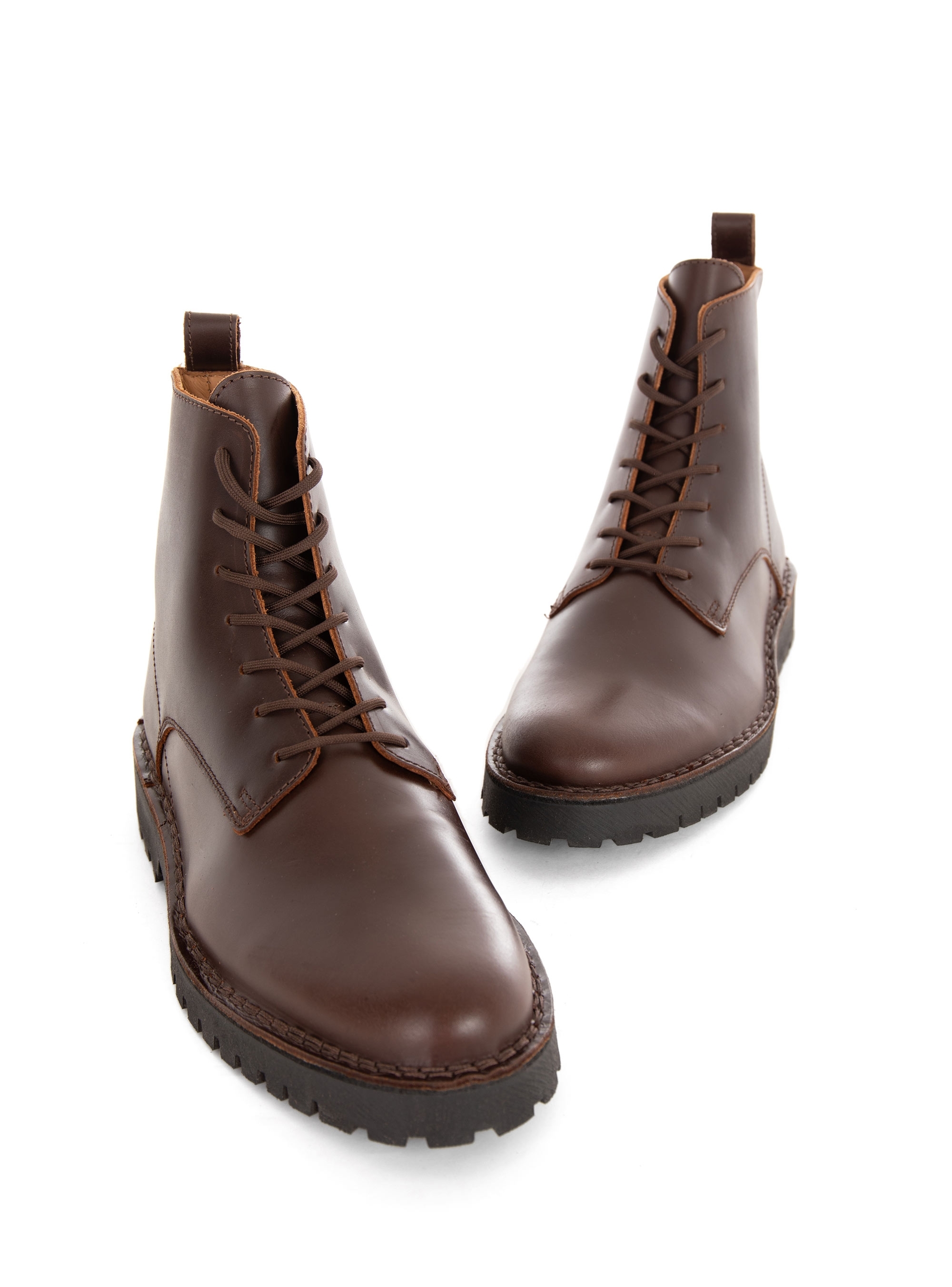 Selected Ricky Leather Lace-Up Boots - Dark Brown