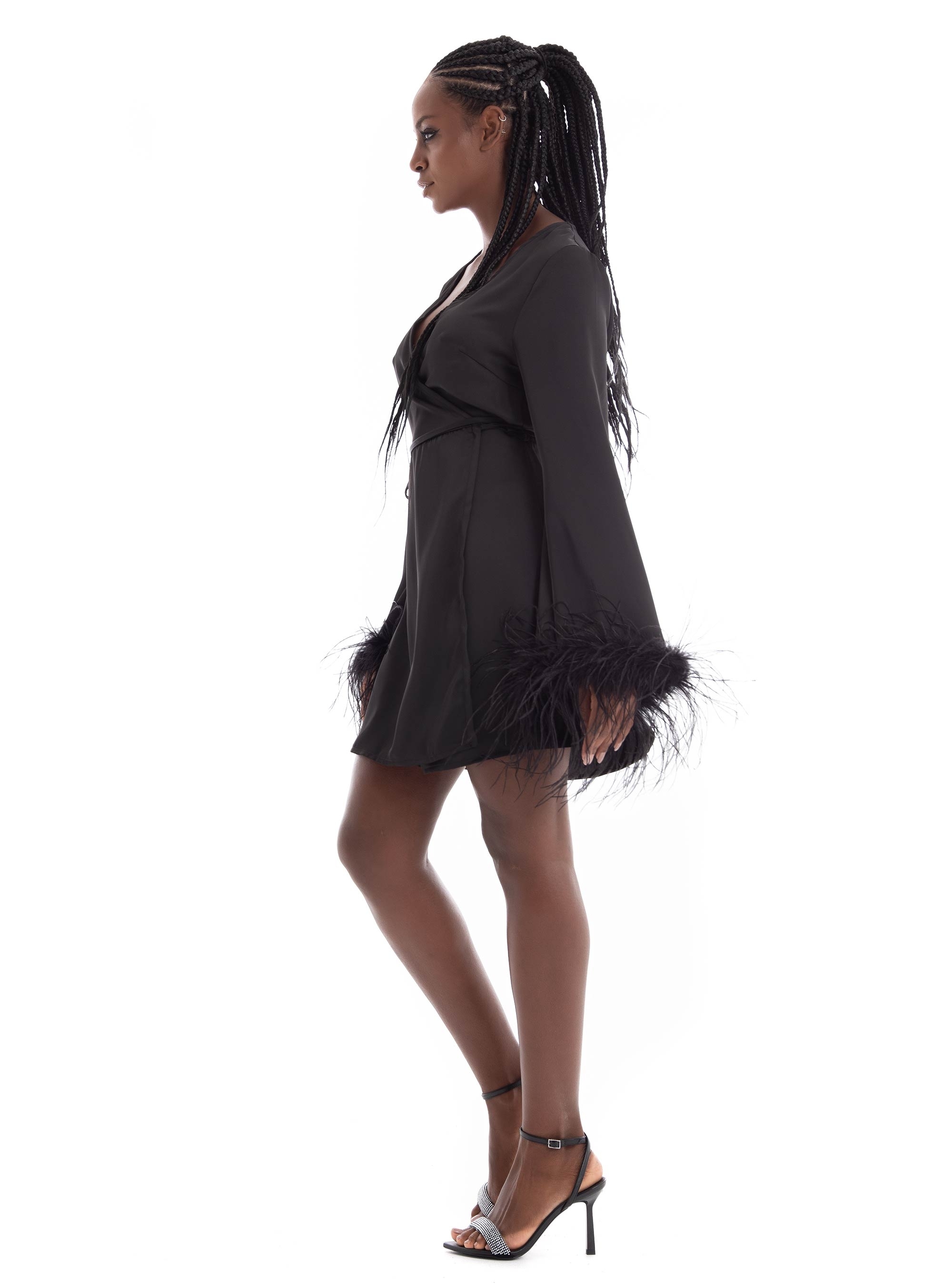 Glamorous Satin Dress - Black