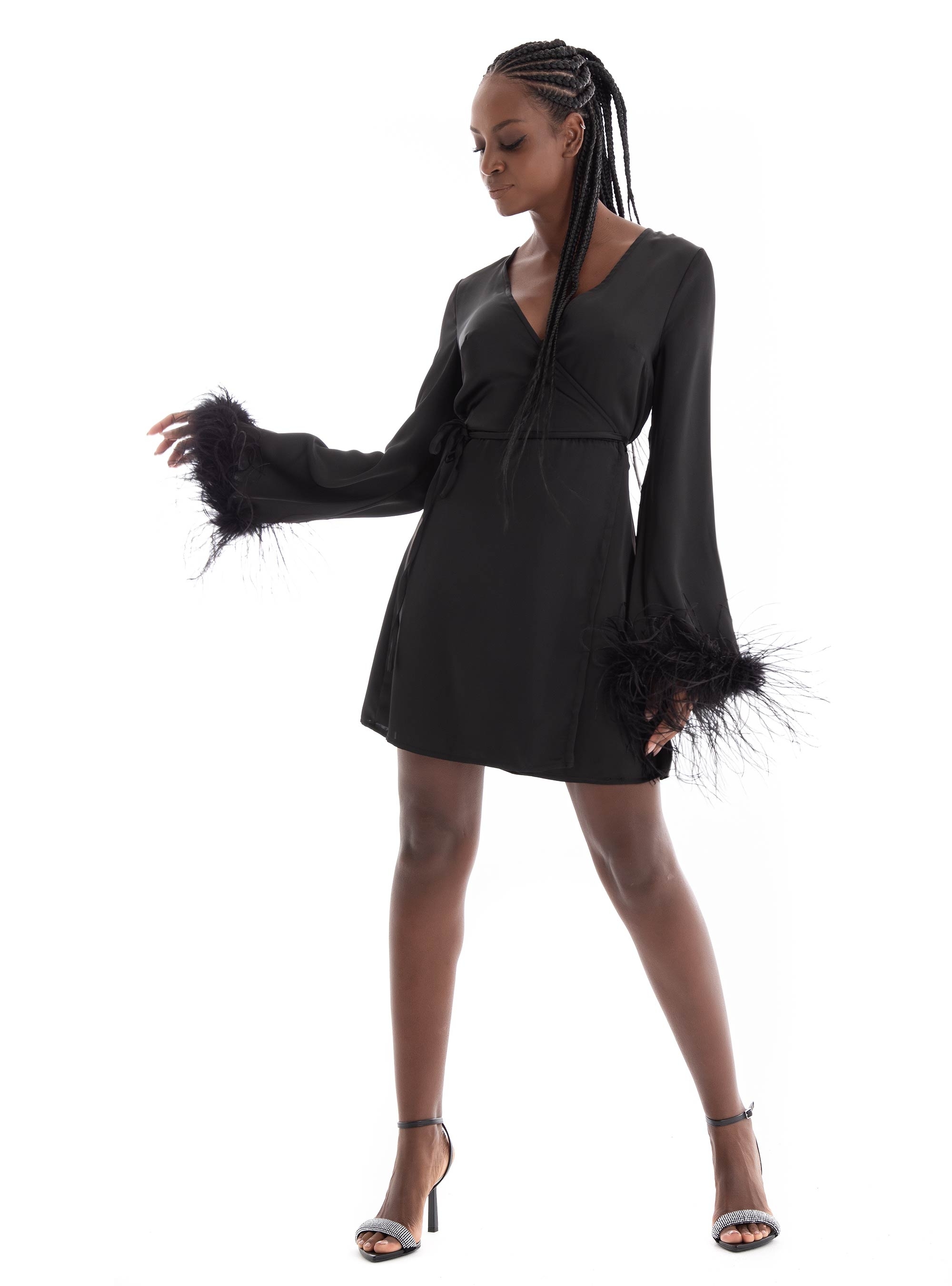 Glamorous Satin Dress - Black