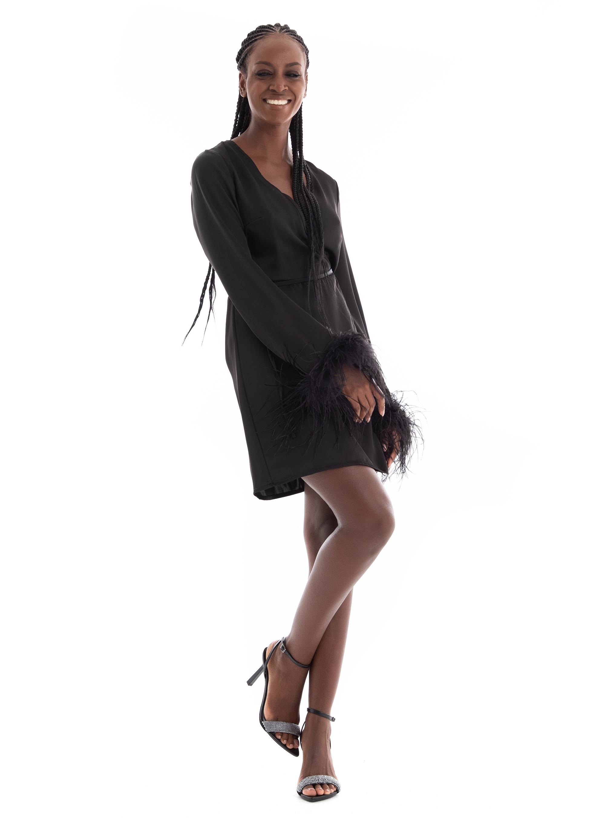 Glamorous Satin Dress - Black