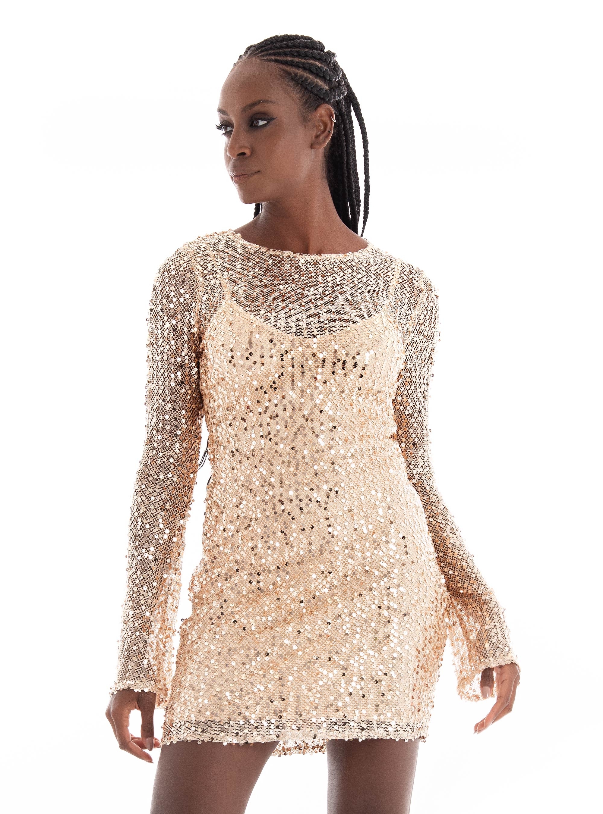 Glamorous Sequin Dress - Gold