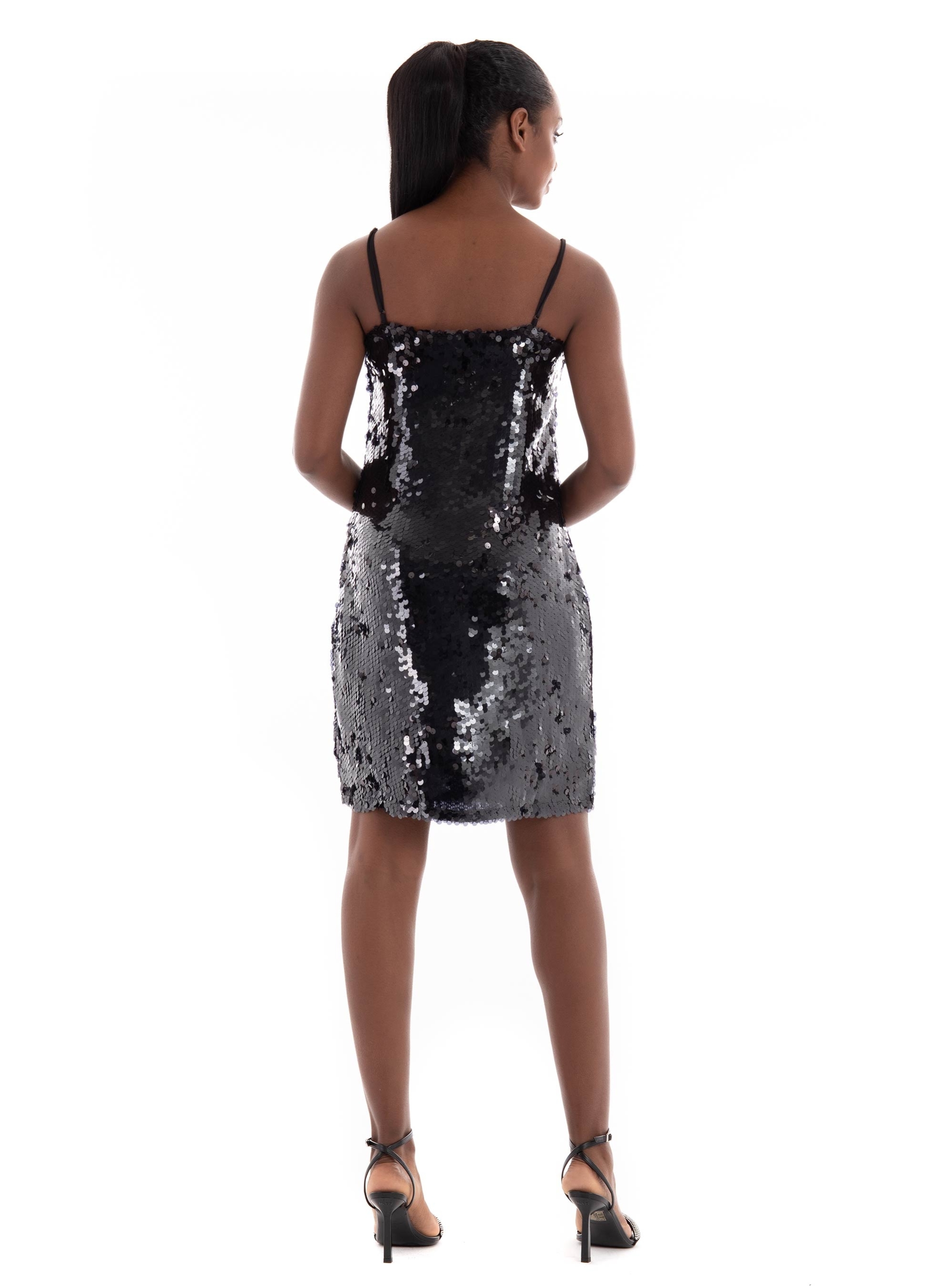 JJXX Ava Sequin Strap Short Dress - Black