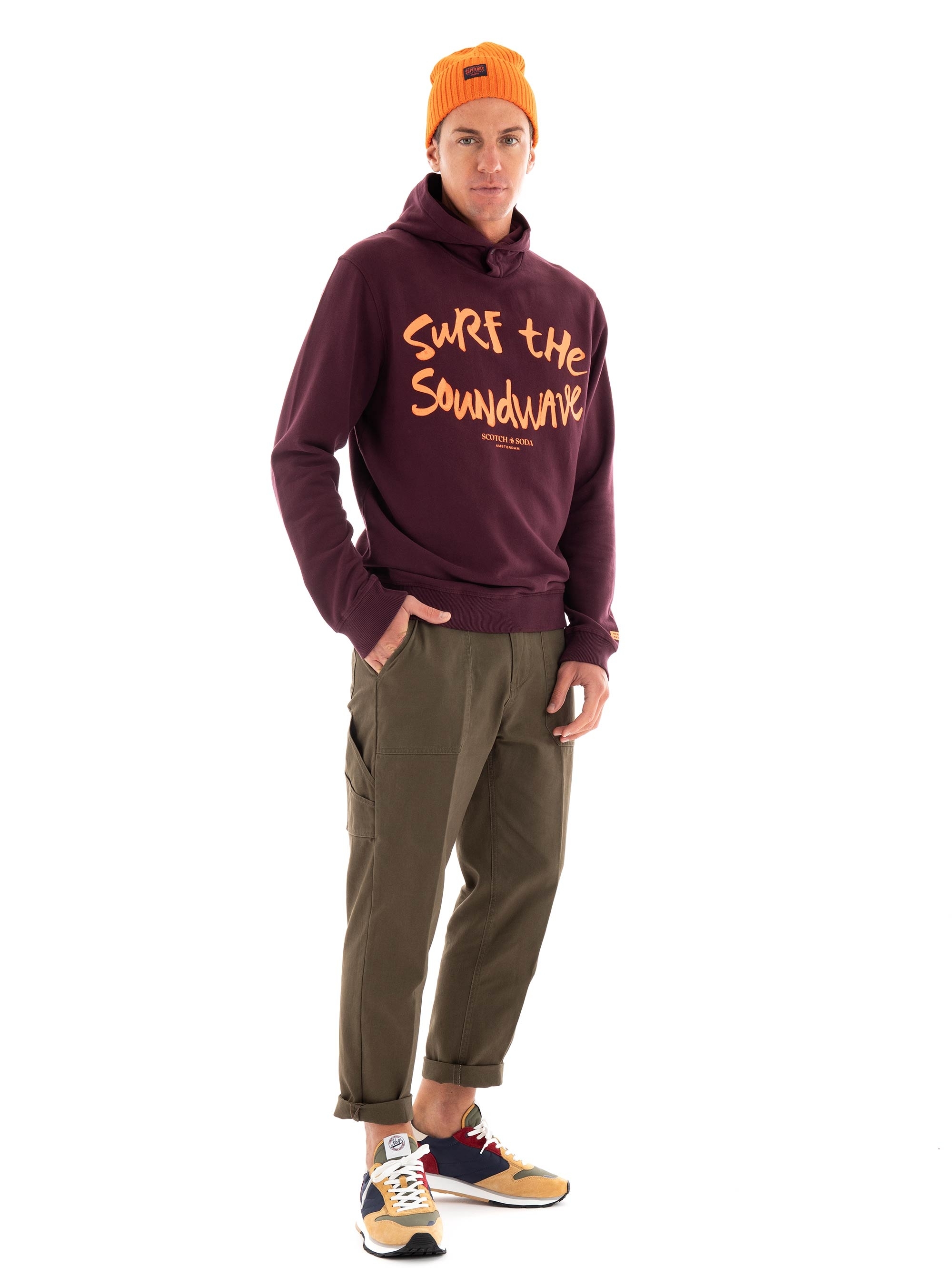Scotch & Soda Regular Fit Surf Tthe Soundwave Hoodie - Wine